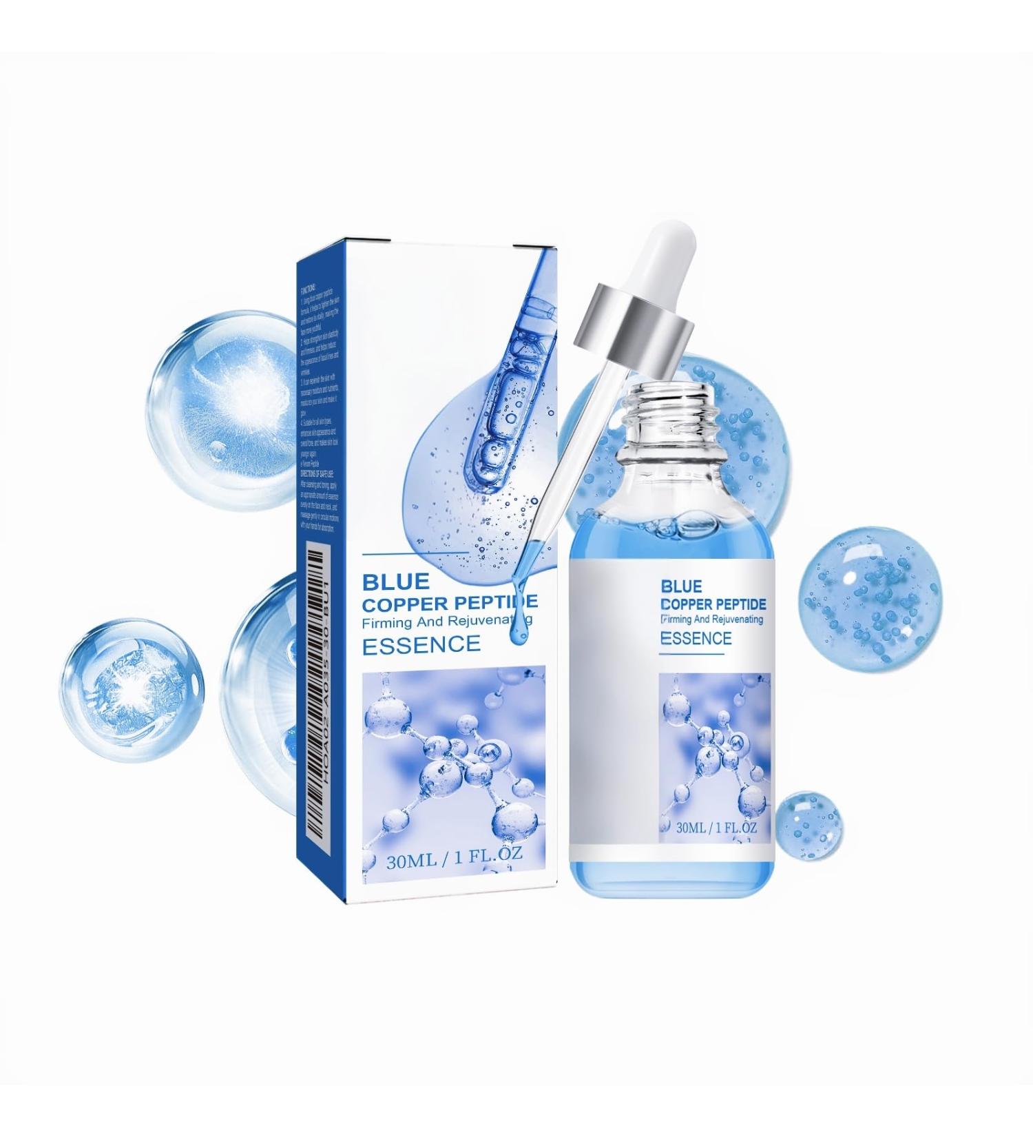 GHK-Cu Peptide Serum for Face Blue Copper Peptide Serum for Face Hydrating Firming Facial Essence with Collagen & Ceramide 1 fl oz Lightweight Daily Skincare for Many Skin Types - Buy Online on GoSupps.com