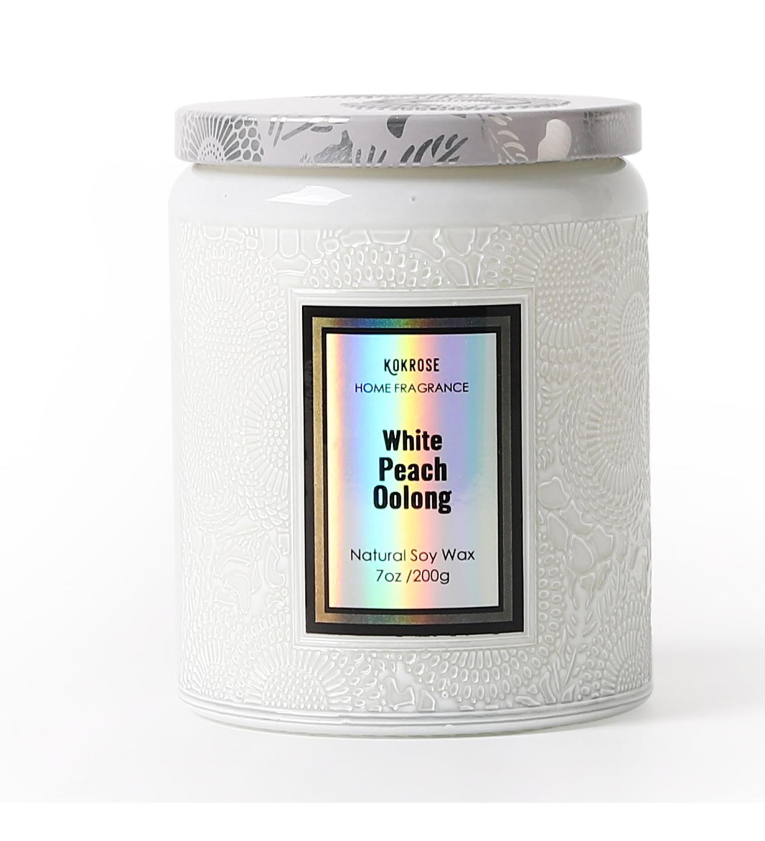 Kokrose Aromatherapy Scented Candles for Women - Natural Soy Candle Gifts for Stress Relief | Non-Toxic & Good Smelling Home Decor (White Peach 7.2 oz - Buy Online on GoSupps.com