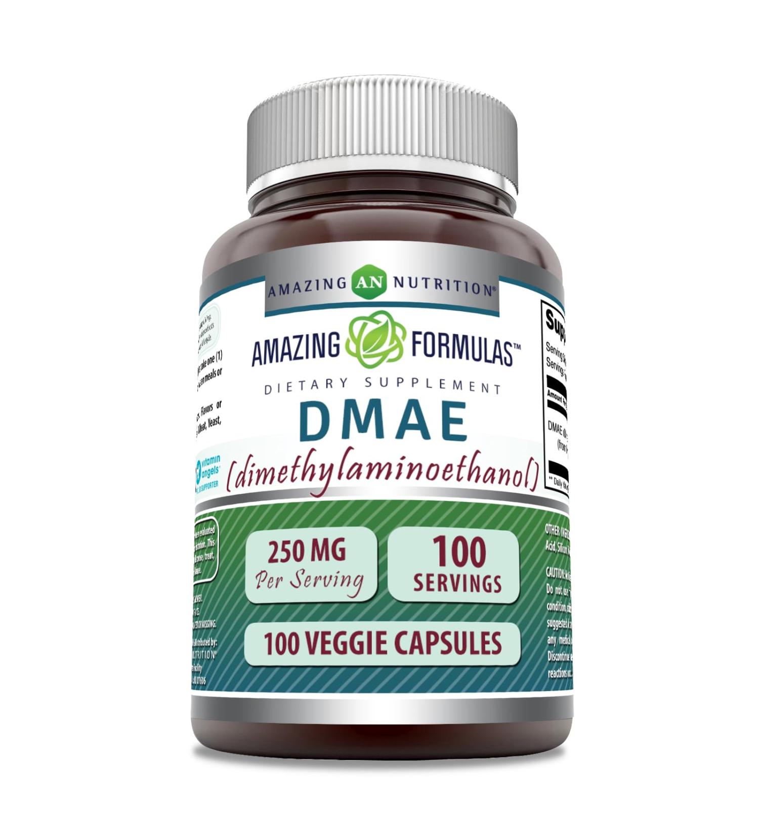 Amazing Formulas DMAE Supplement - 250mg 200 Veggie Capsules Non-GMO Gluten Free Made in USA | Shop Internationally - Buy Online on GoSupps.com