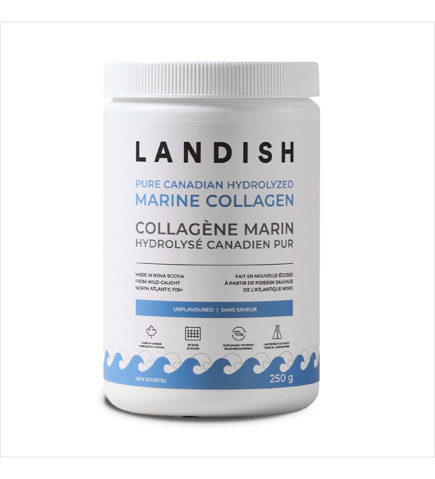 Landish Pure Canadian Hydrolyzed Marine Collagen Collagen Peptides Powder Unflavoured 250 g - Buy Online on GoSupps.com