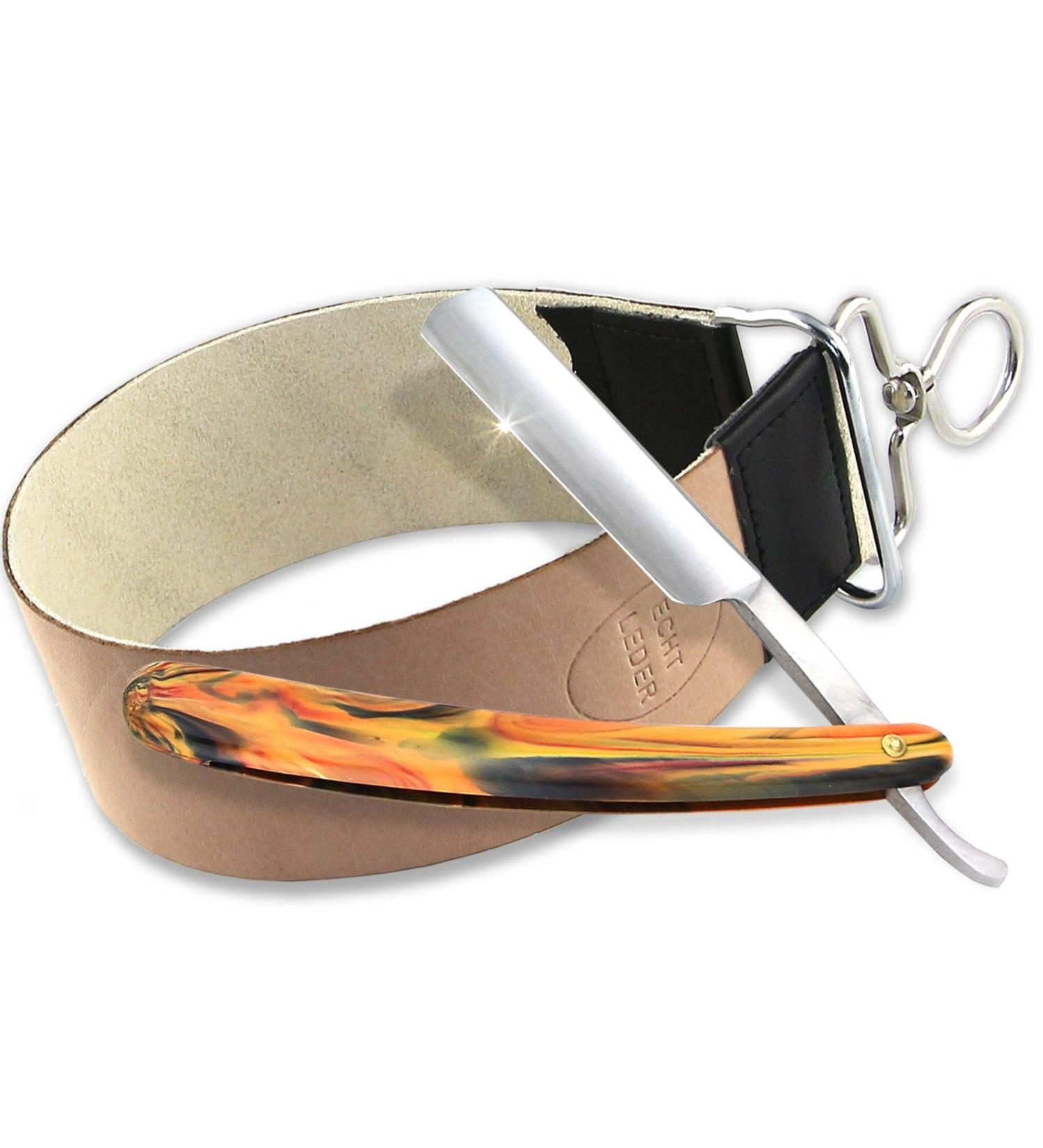 Beginner Shaving Set - Classic 5/8 Razor & 2-Sided Leather Strop | International Shipping Available - Buy Online on GoSupps.com