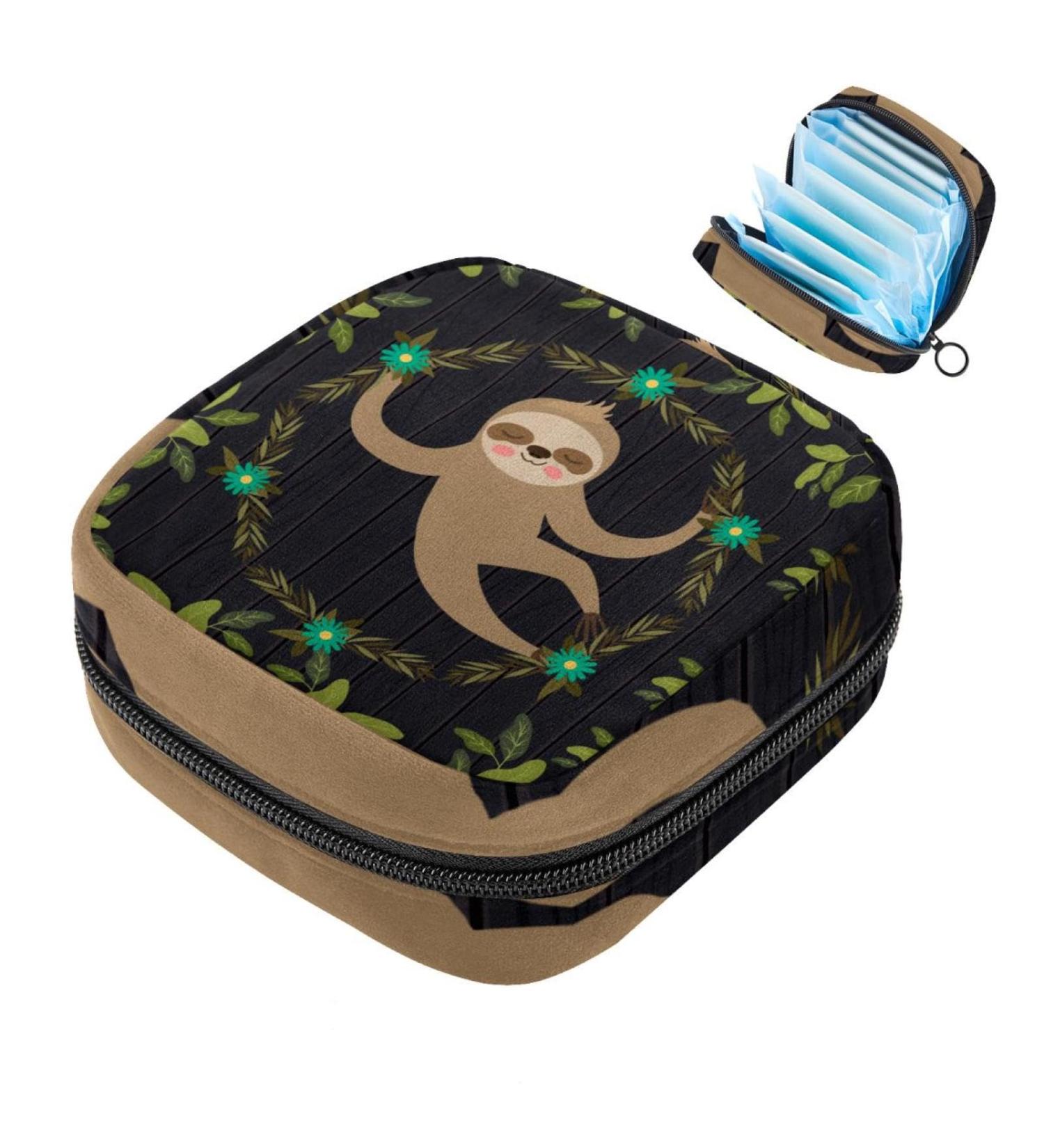 Sweet Sloth Storage Bag for Women - Large Menstrual Cup Pocket with Zipper | Perfect for Bandages Tampons and Period Inserts | Multi-Colored Design - Buy Online on GoSupps.com