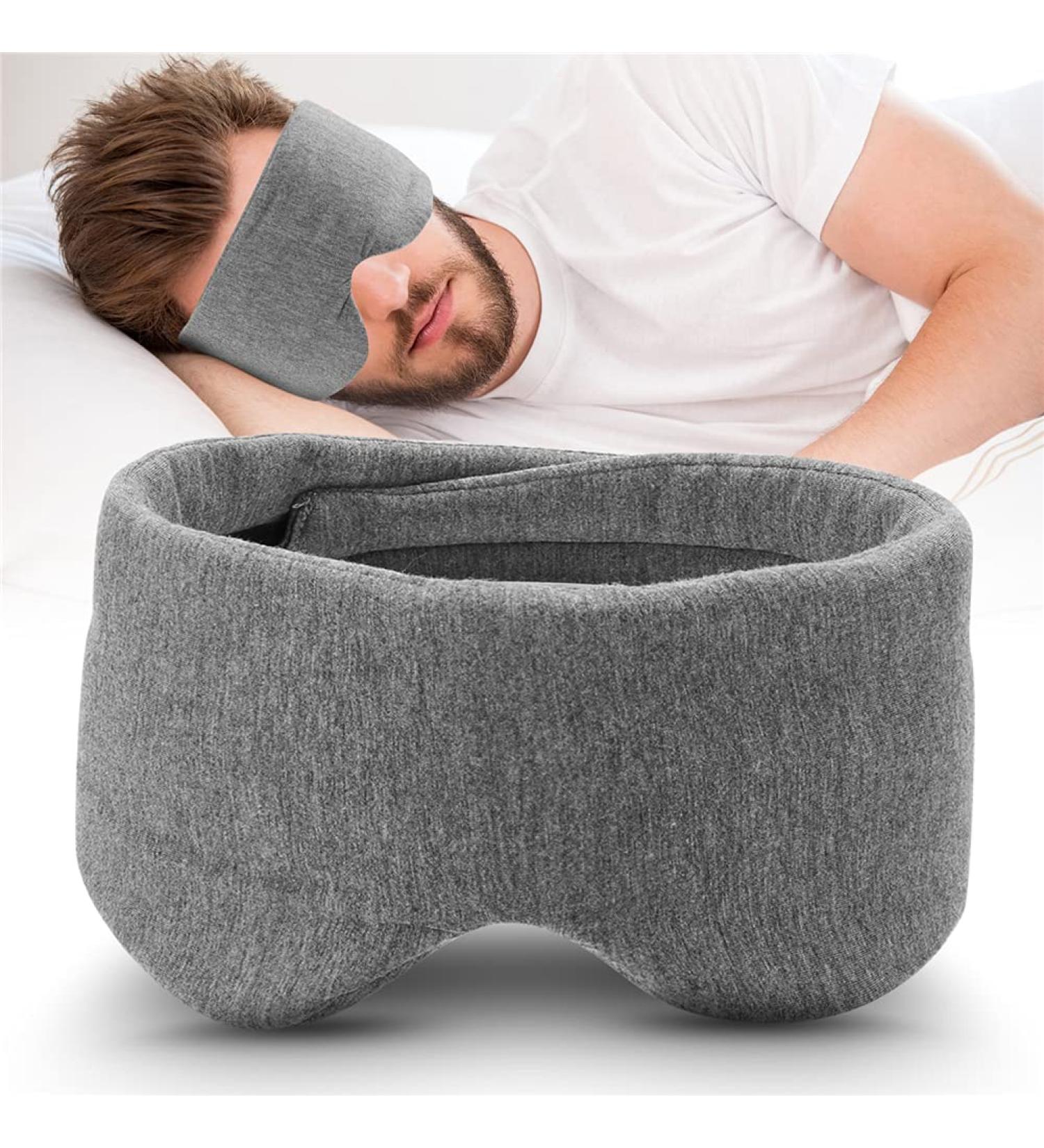Modal Cotton Travel Sleep Mask Eye Mask with Longer Adjustable Strap for Women Men and Kids Fully Coverage with Earplugs Hanger and Travel Pouch Grey - Buy Online on GoSupps.com