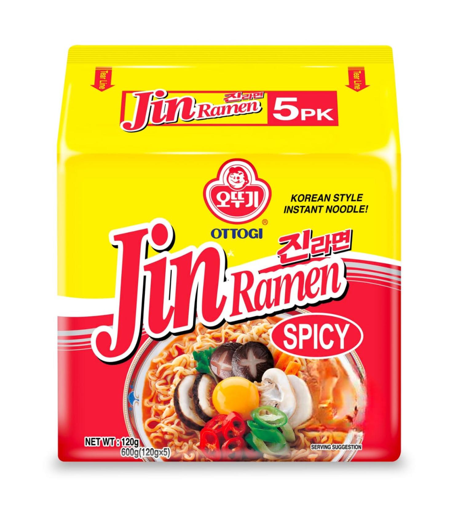 Ottogi Jin Ramen Spicy 5 Packs 120 g (Pack of 5) - Buy Online on GoSupps.com