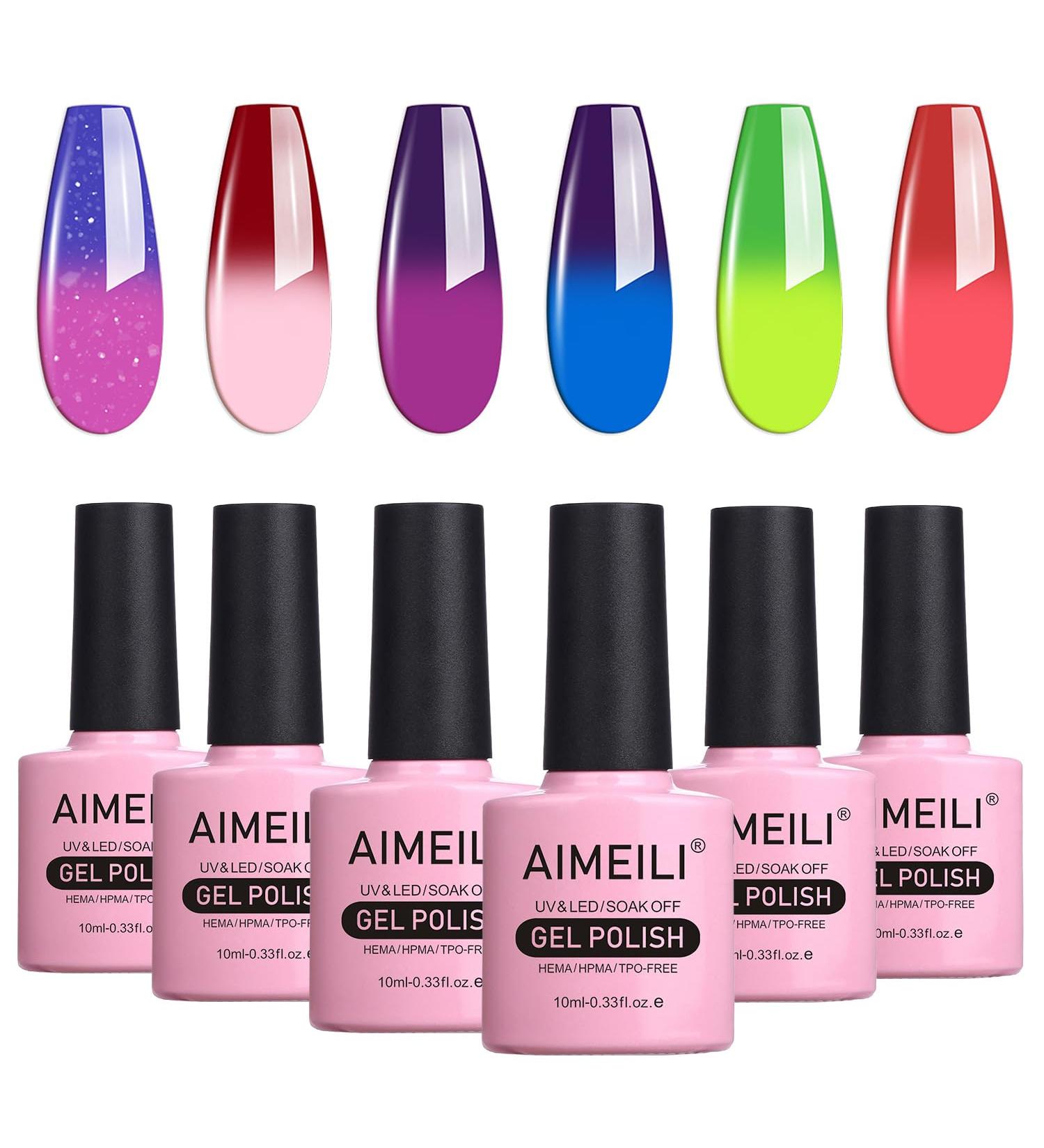 AIMEILI Soak Off UV LED Temperature Colour Changing Chameleon Gel Nail Polish Multicolour/Mix Colour/Combo Colour Set Of 6pcs X 10ml - Kit 15 KIT6-15 1.67 ml (Pack of 6) - Buy Online on GoSupps.com