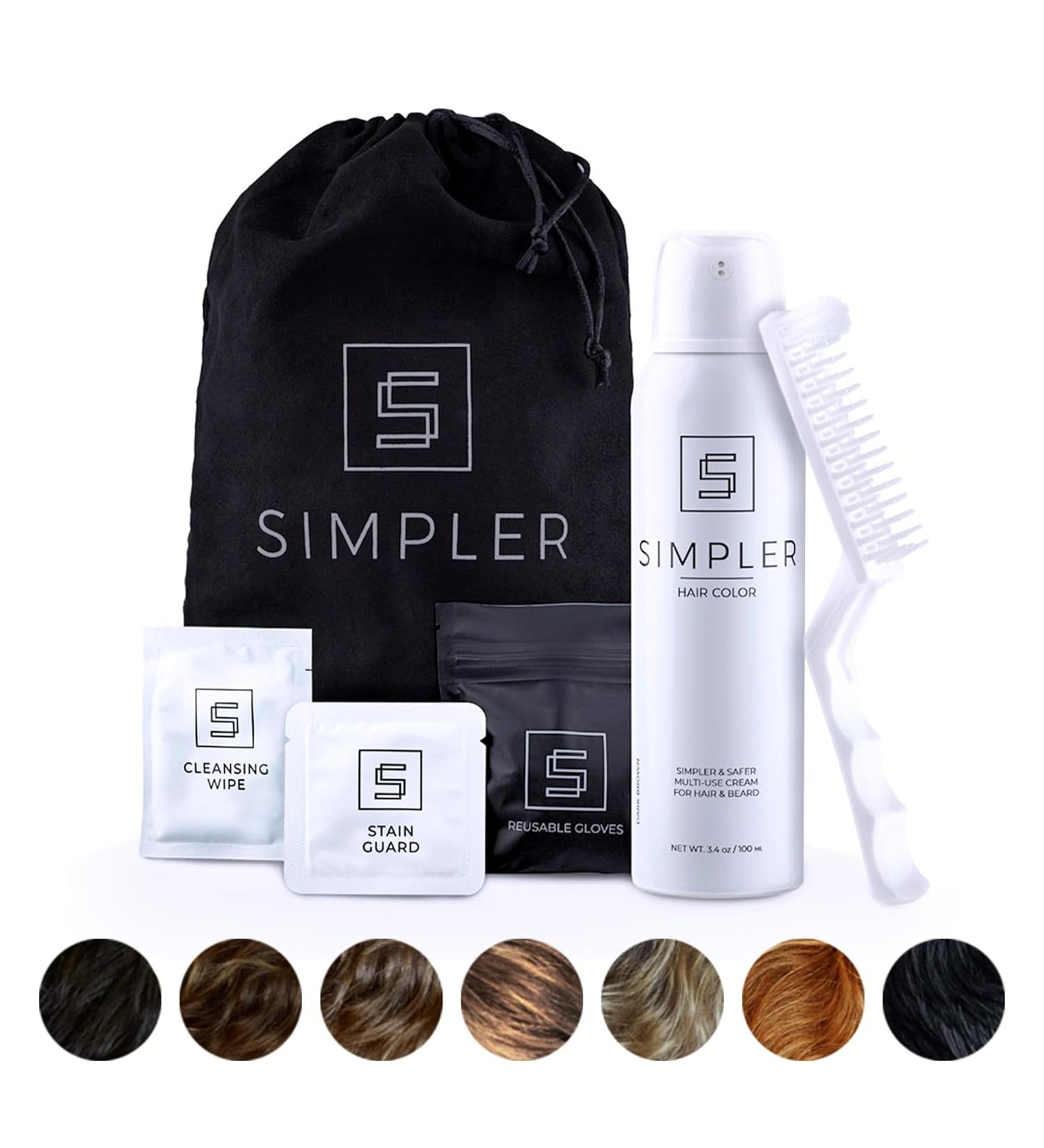 Simpler Hair Color for Men Kit for Full Gray Coverage Brown Black Hair Dye Foam for Men Avocado Oil & More - Brown Black - Buy Online on GoSupps.com