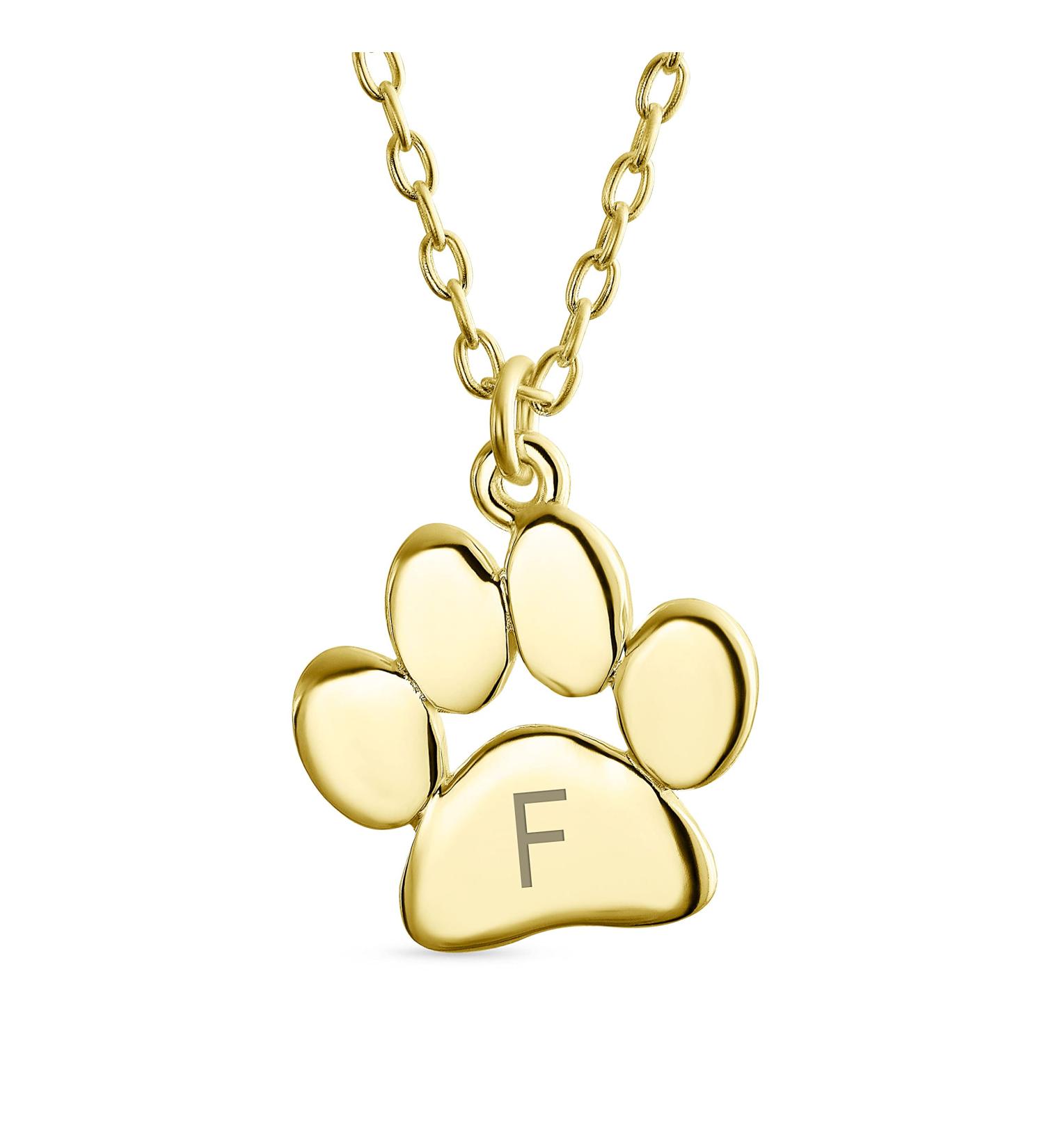 Initialee A-Z Diet Dog Cat Pet Necklace | Paw Print Pod Jewelry in Polished Rose & Yellow Gold - .925 Sterling Silver for Women & Teens - Buy Online on GoSupps.com