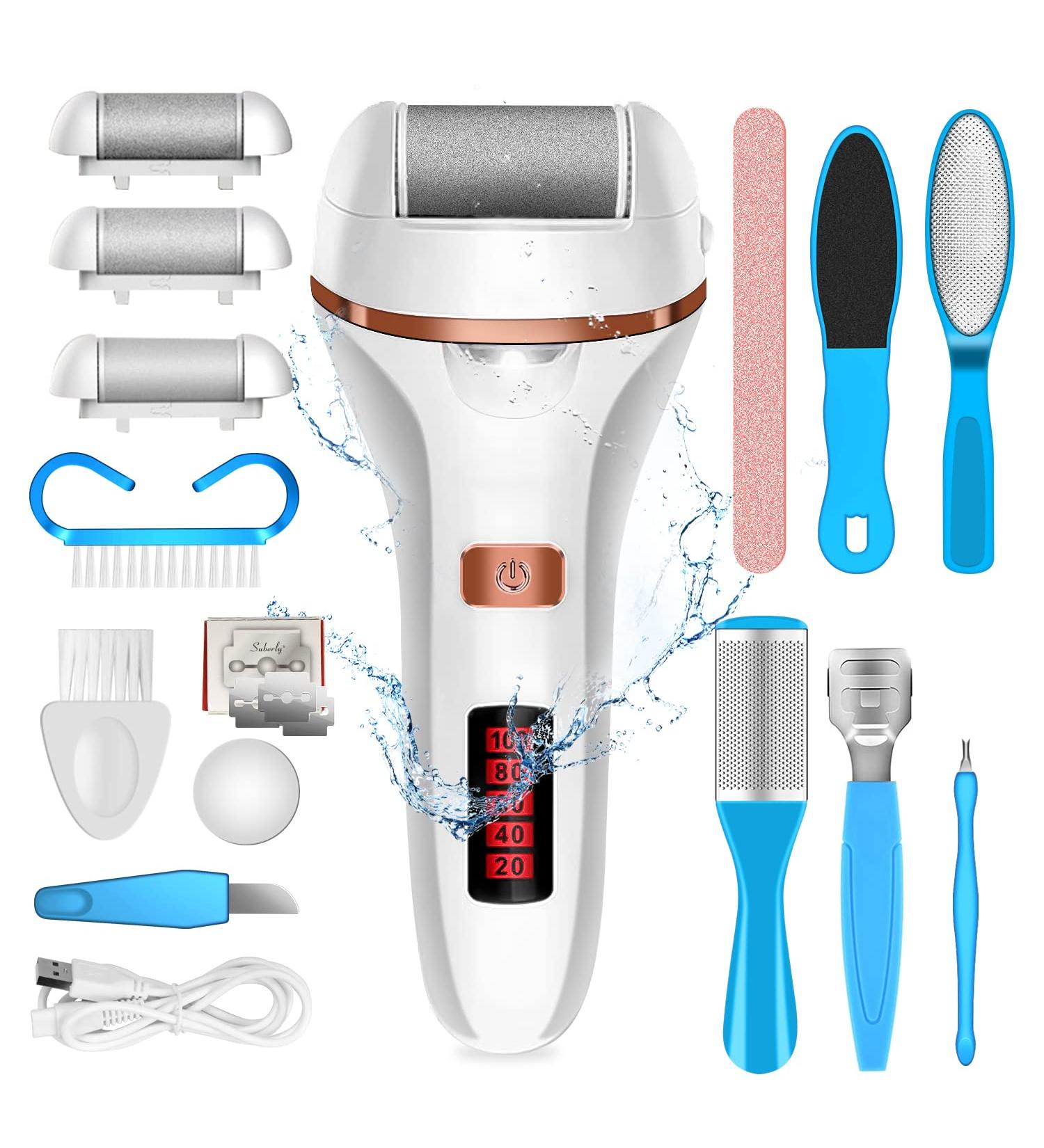 Rechargeable Electric Callus Remover Spa Pedicure Tool | 2-Speed Foot Care Device - White - Buy Online on GoSupps.com