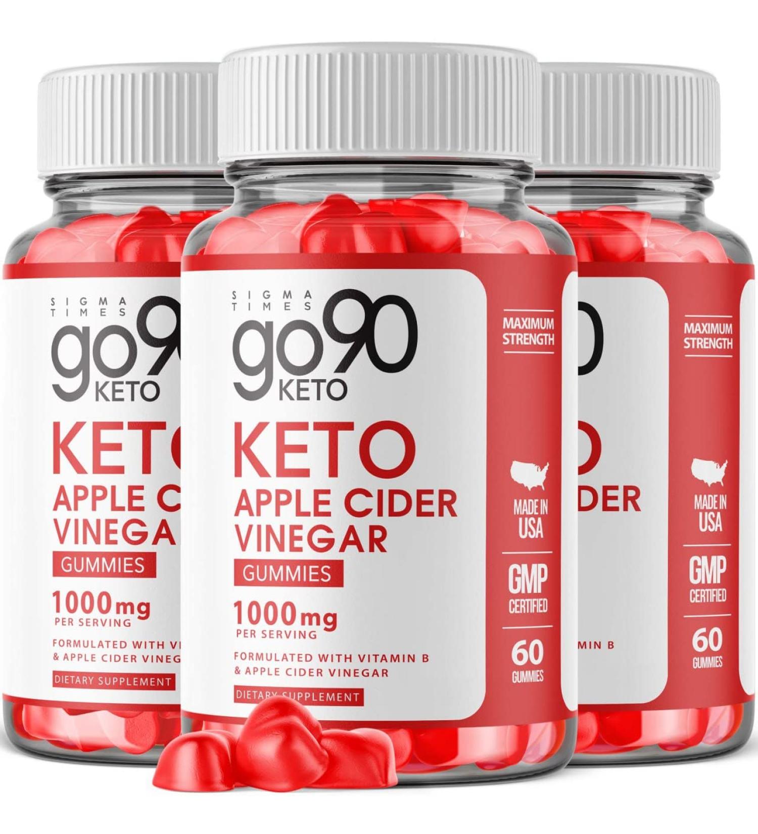 (3 Pack) Go90 Keto ACV Gummies - Advanced Weight Loss Formula - Made in USA - 1000mg Apple Cider Vinegar Gummies - 180 Gummies - Buy Online on GoSupps.com