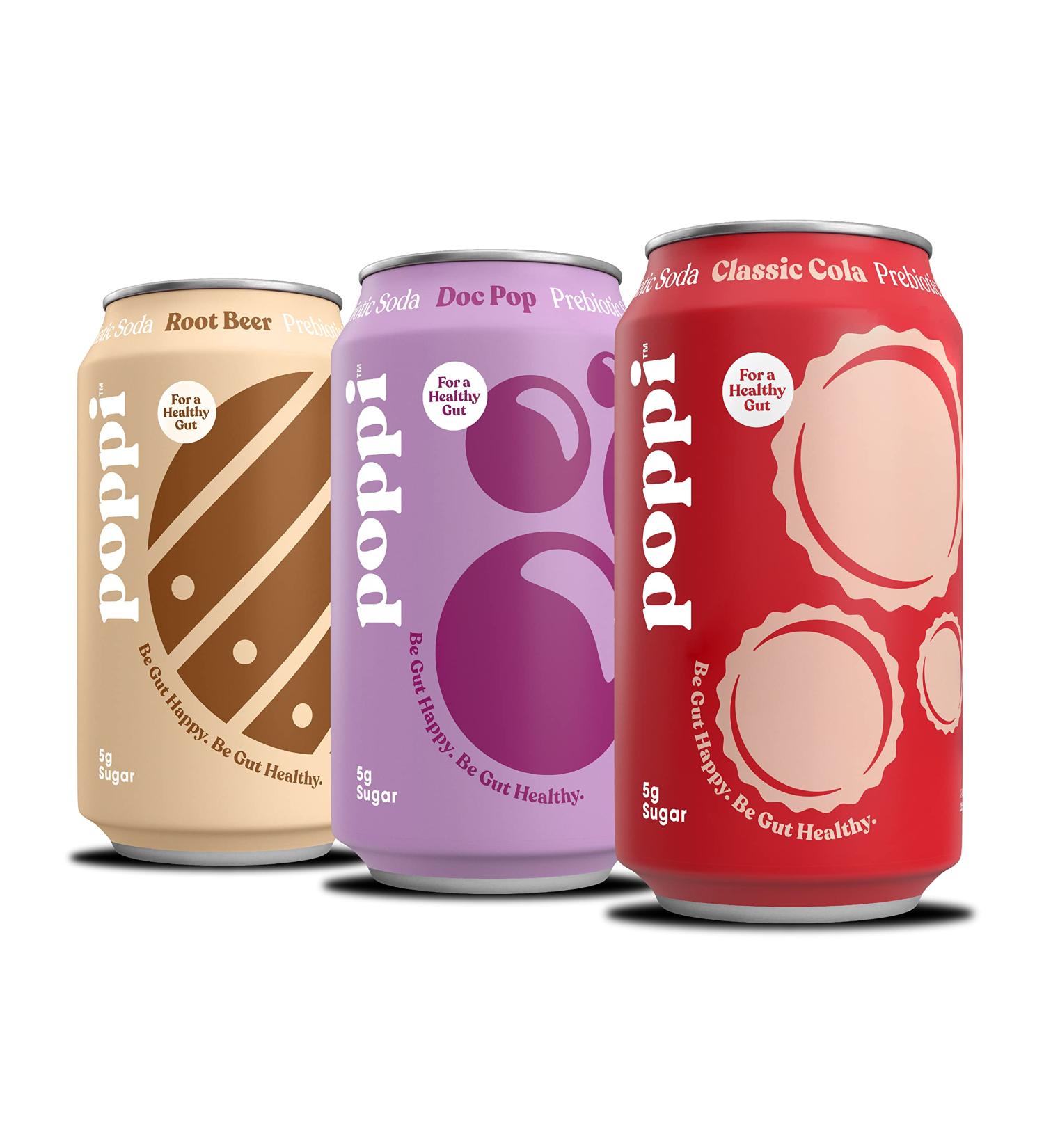 POPPI Sparkling Prebiotic Soda Classics Variety Pack - 12oz (12 Pack) | Gut Health & Immunity Benefits with Apple Cider Vinegar - Seltzer Water & Cola Flavors - Buy Online on GoSupps.com