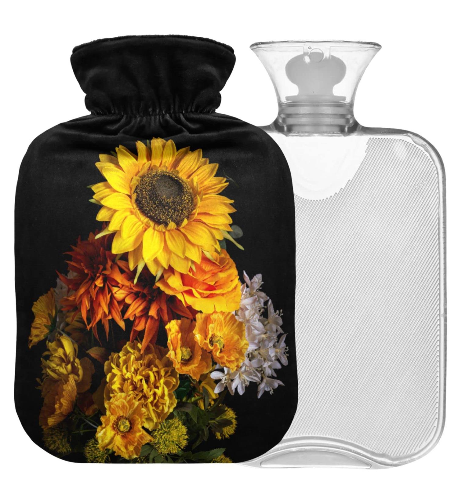 NAANLE Autumn Sunflower Transparent Hot Water Bottle | 1L Heat Bottle for Back Pain Relief Hand & Foot Warmer Neck Therapy - Buy Online on GoSupps.com