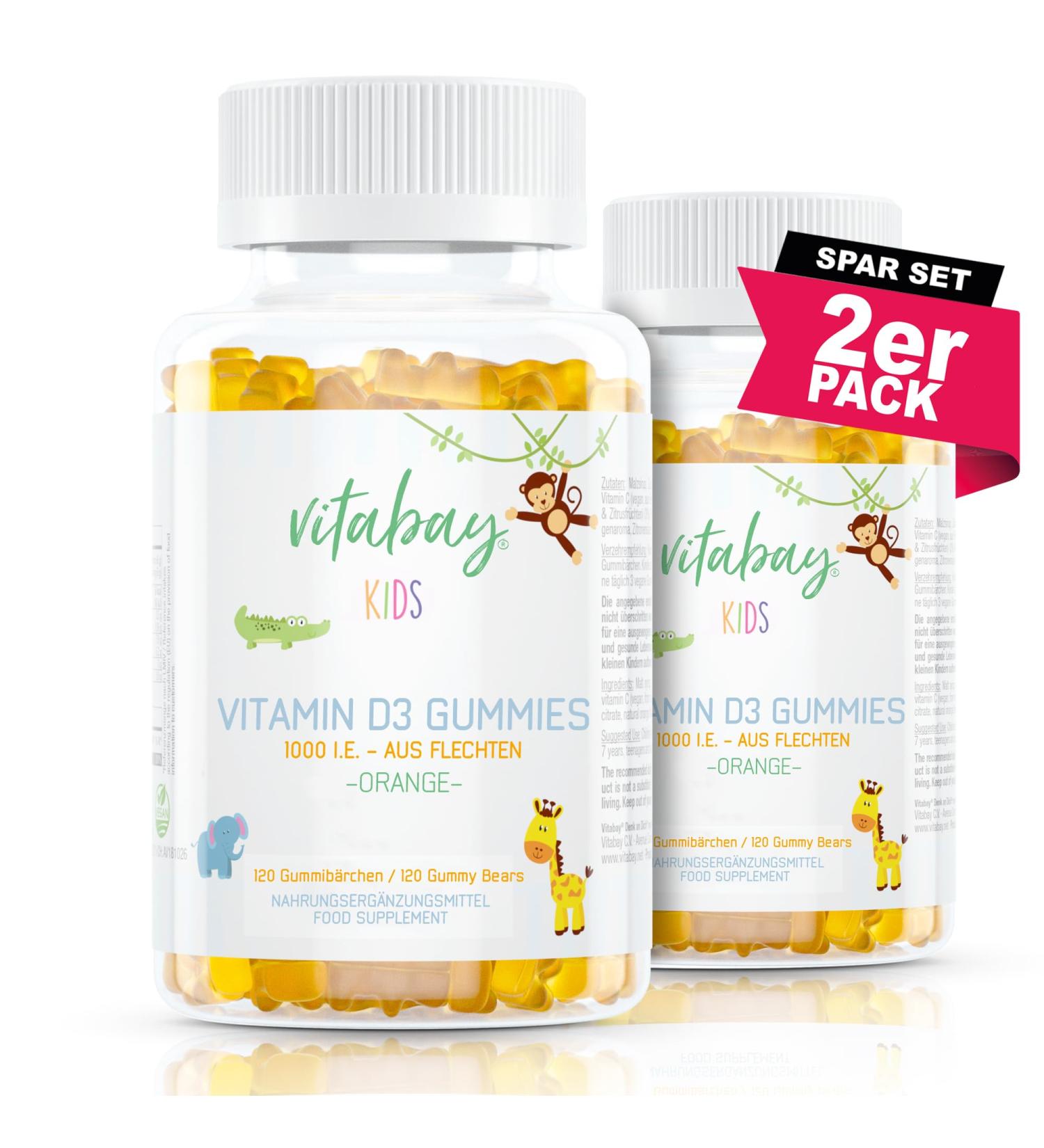 Vitabay Vitamin D3 for Children - 240 Vegan Gummies | Supports Immune System & Overall Health - 1000 IU per Gummy - Buy Online on GoSupps.com