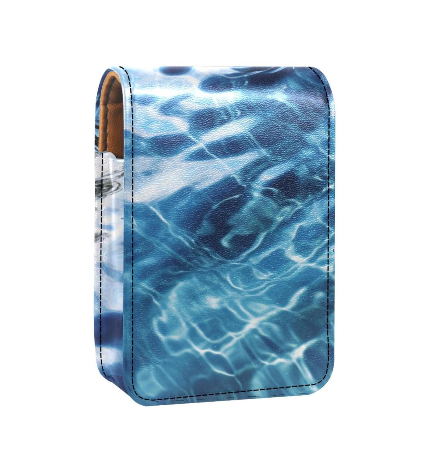 Travel Lipstick Organizer Case - Portable Makeup Bag with Mirror in Sea Water Blue | Summer Essentials L308T5MHQC - Buy Online on GoSupps.com