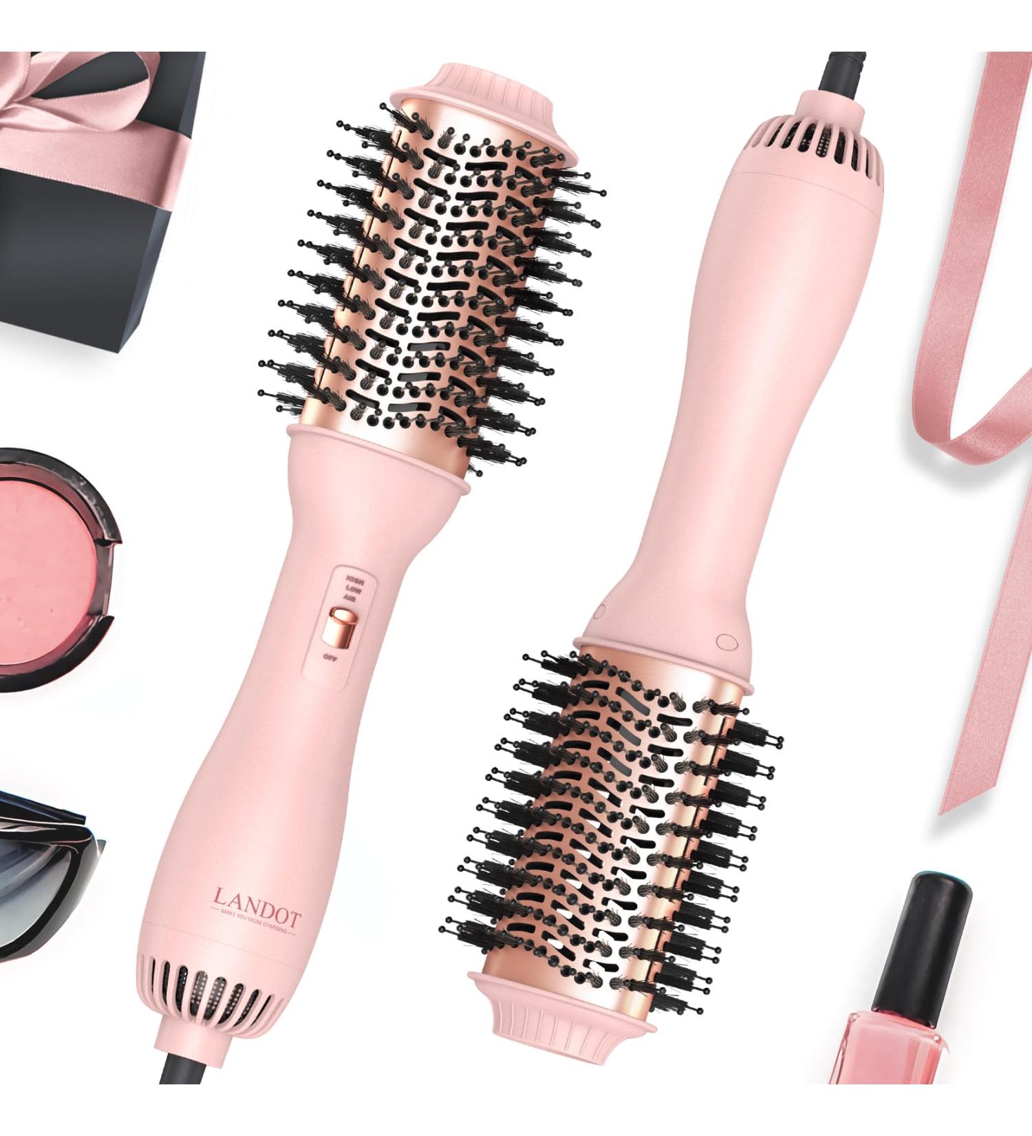 Hot Air Brush 2.0 - One-Step Hair Dryer Styler and Volumizer for Drying, Straightening, Curling - Pink - Buy Online on GoSupps.com