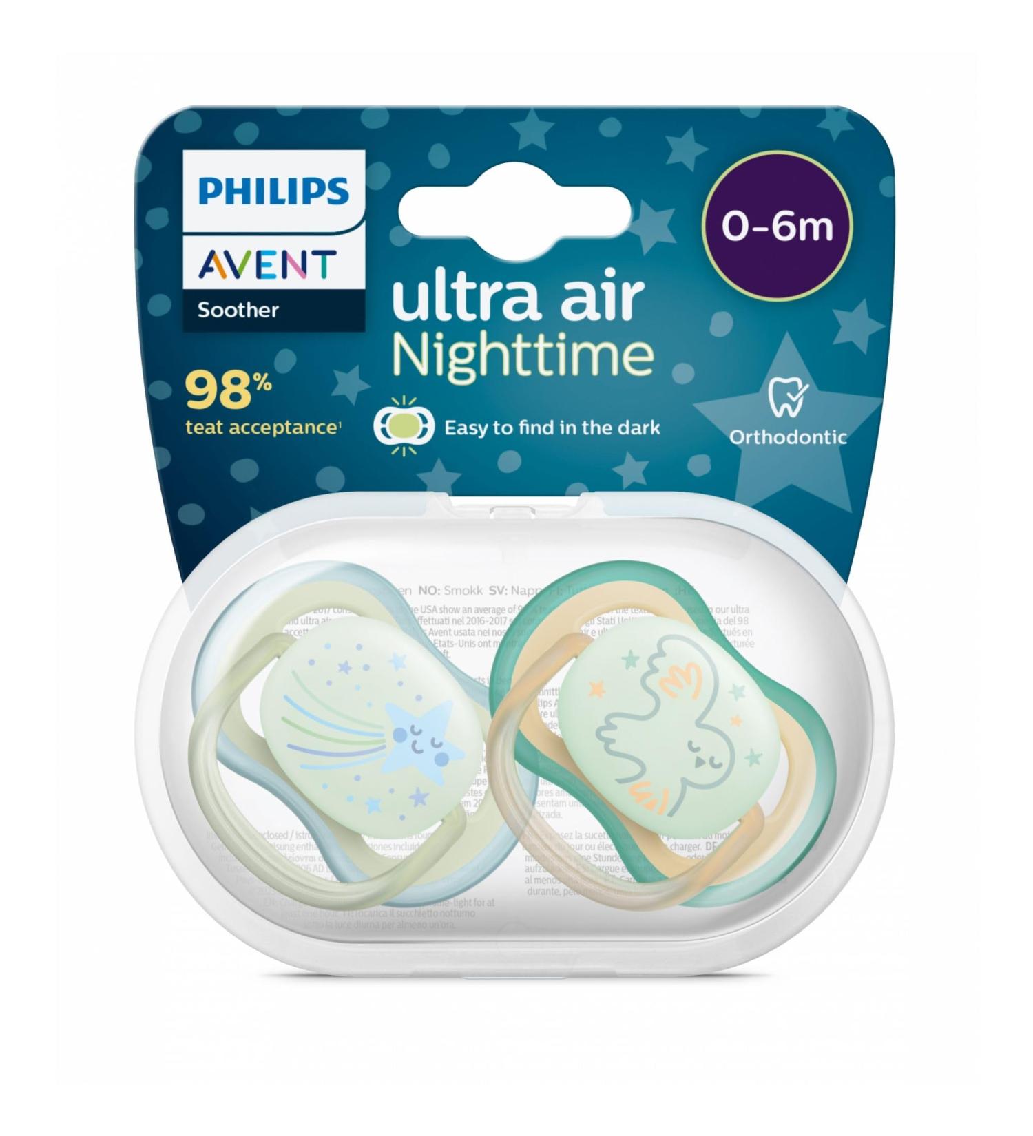 Ultra Air Night Pacifier 0-6 months phosphorescent 2 pieces Philips Avent