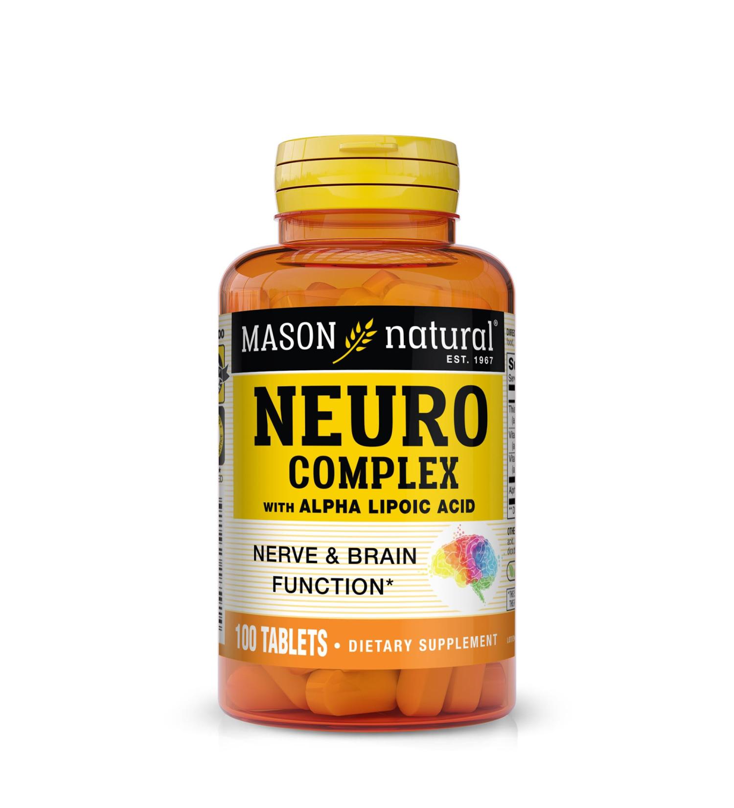 Mason Natural Neuro Complex with Alpha Lipoic Acid - 100 Vegetarian Tablets for Enhanced Brain Health & Memory Support - Buy Online on GoSupps.com