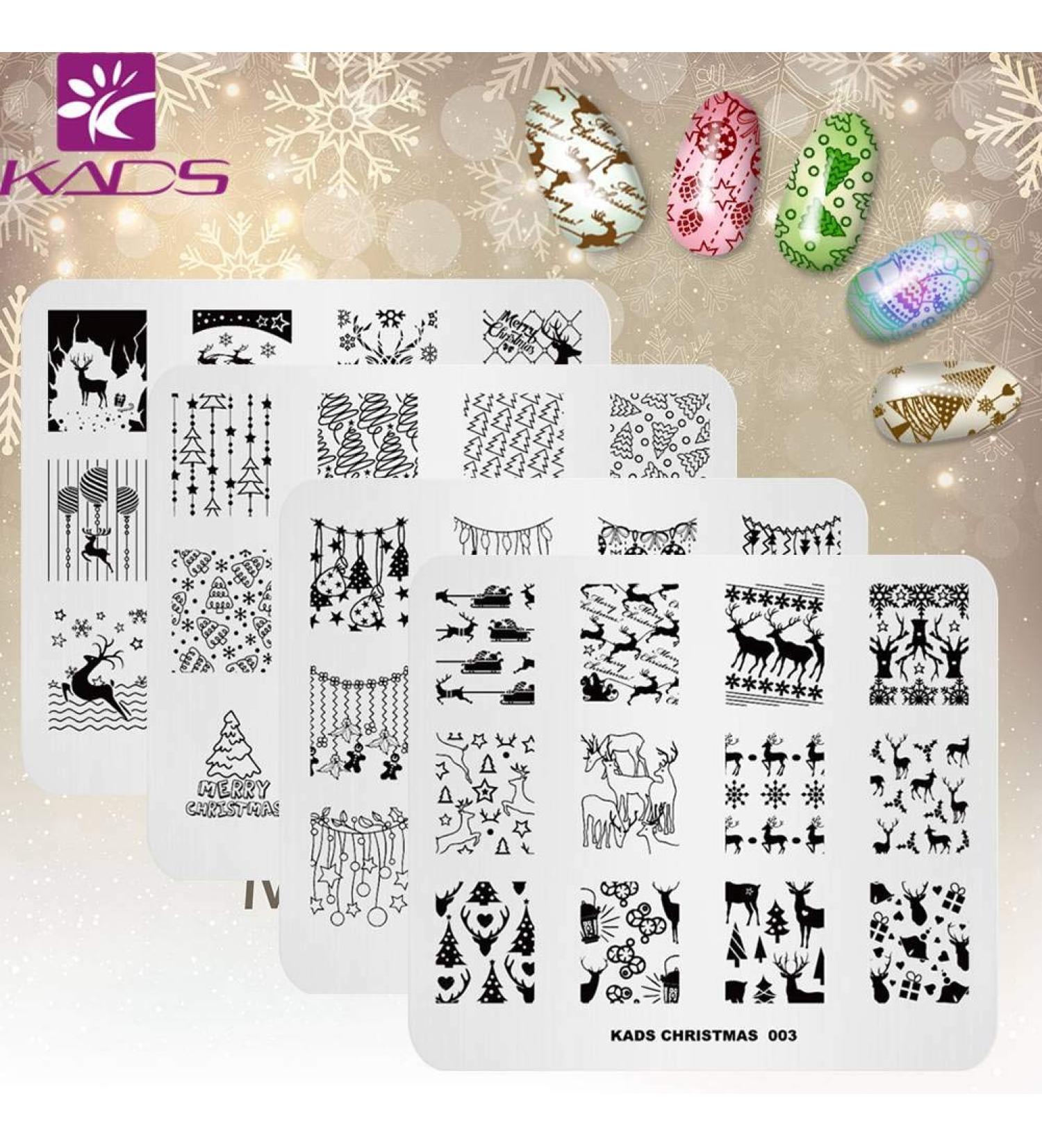 KADS 4pcs Christmas Nail Stamping Plates for DIY Nail Art Decoration - Festive Design Templates - Buy Online on GoSupps.com