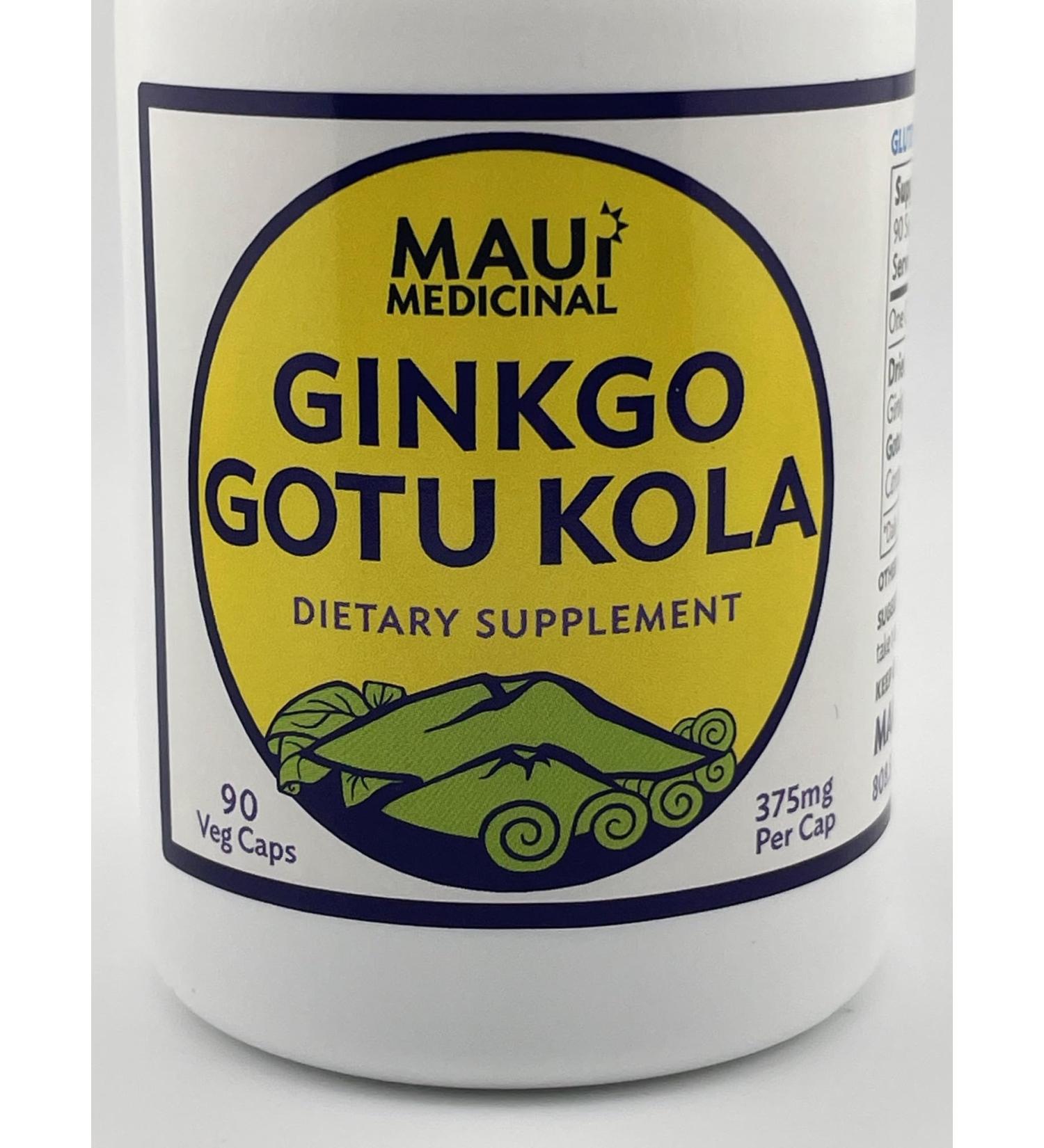 Maui Medicinal Herbs Ginkgo & Gotu kola Brahmi 90 Veggie Capsules- 375 mg per Capsule Organically Grown Ginkgo - Buy Online on GoSupps.com