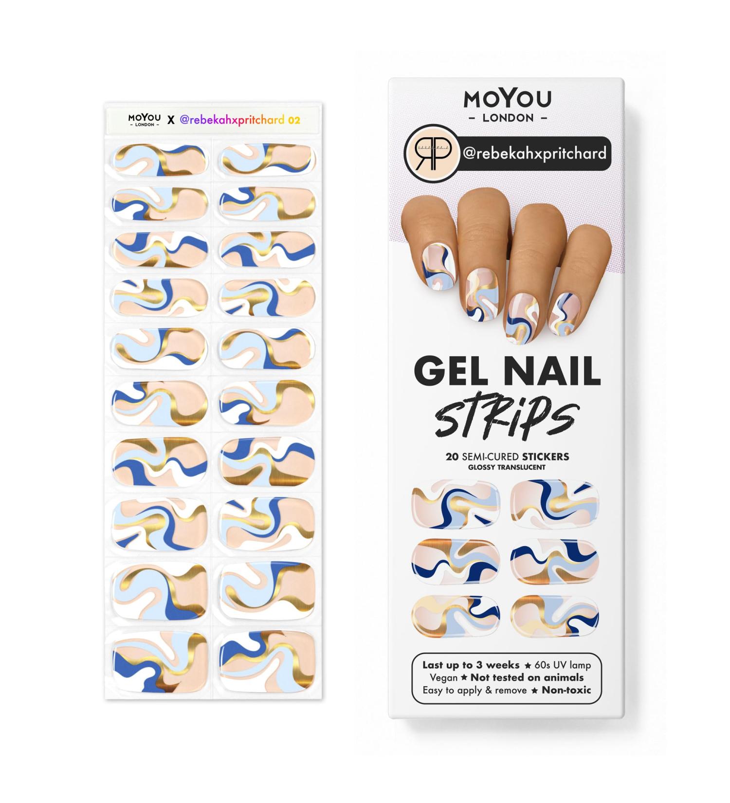 MOYOU LONDON Gel Nail Strips 20 Pc + Free UV Lamp | Easy Apply & Remove for Salon-Quality Manicure - Buy Online on GoSupps.com