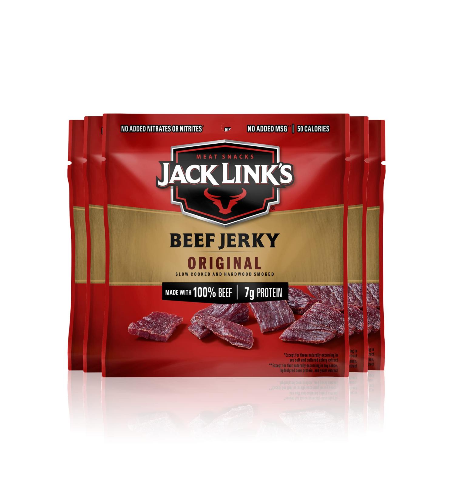 Jack Link's Beef Jerky Multipack - 5 Original 0.625 Oz Bags, 7g Protein, Flavorful Ready-to-Eat Snack - Buy Online on GoSupps.com