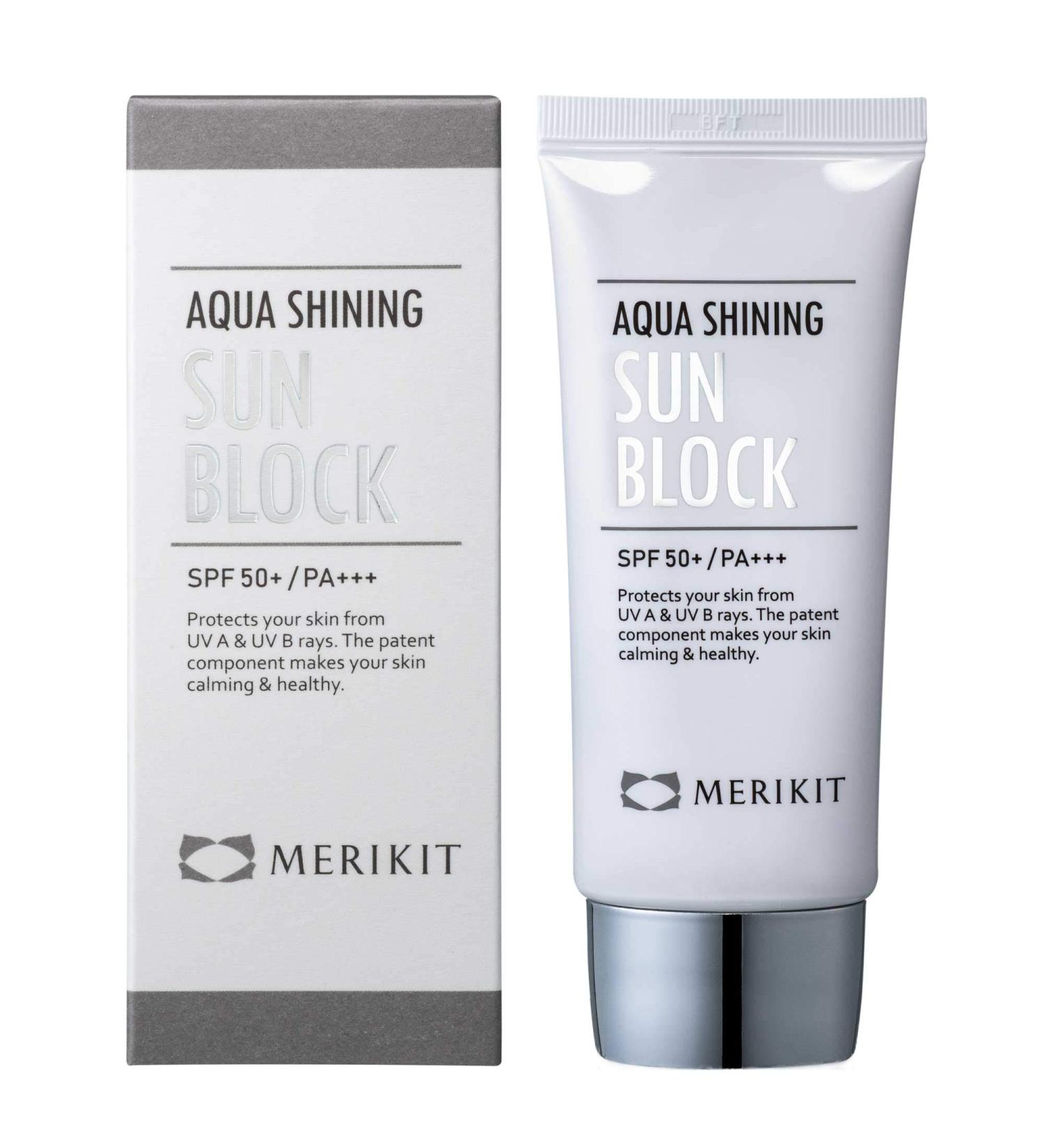 MERIKIT Aqua Shining SUN BLOCK SPF50/PA+++: Protects Skin from UV A & UV B, Repairs Wrinkles - Buy Online on GoSupps.com
