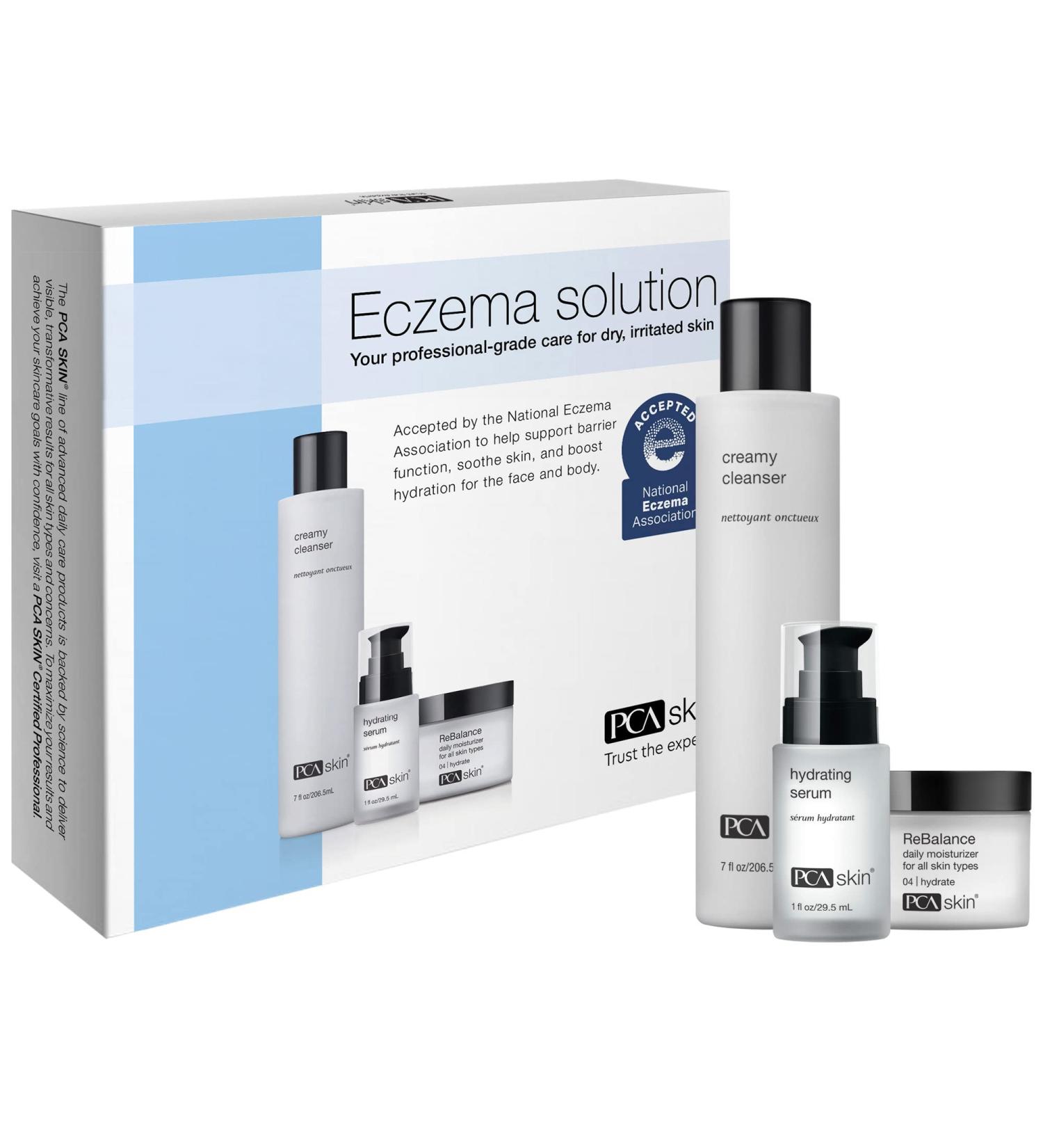 PCA SKIN Eczema Solution - Moisturizing Set for Dry & Sensitive Skin | Aloe Vera Wash Hyaluronic Acid Serum & ReBalance Moisturizer - Buy Online on GoSupps.com