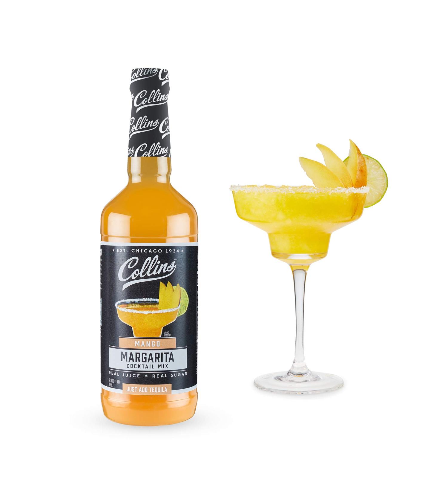 Collins Mango Margarita Mix - Real Citrus Juice, Sugar, Natural Flavors | Cocktail Recipe Ingredient - 32 fl oz - Buy Online on GoSupps.com