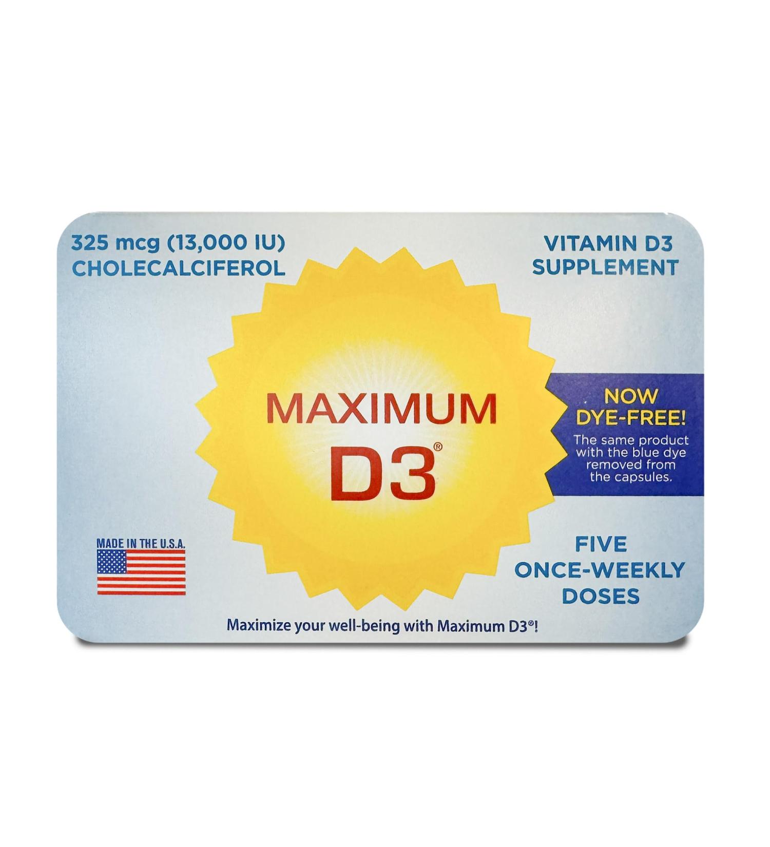 Maximum D3 13 000 IU 5 Capsules Total (5-Week Supply) Packaging May Vary  - Buy Online on GoSupps.com