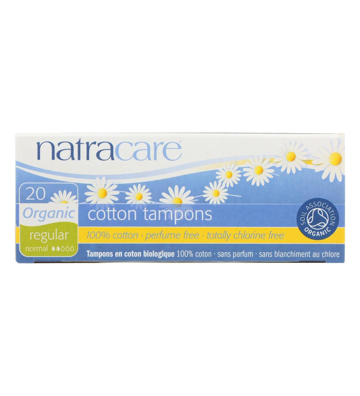 NATRACARE Organic All Cotton - Regular - Non-Applicator Tampons 20 Count