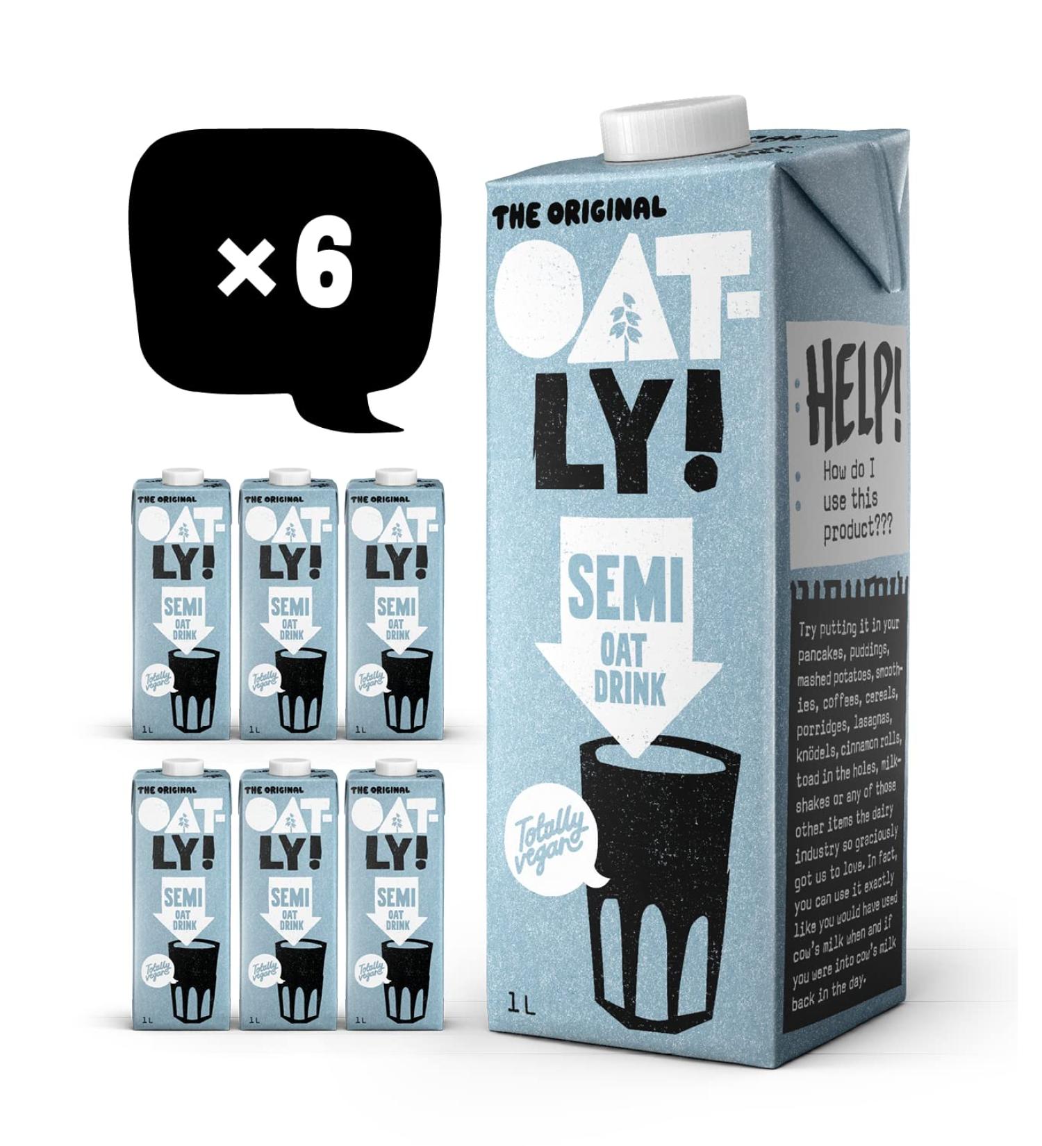 Oatly Semi Oat Drink 1 Litre (Pack of 6) Semi 1 l (Pack of 6) - Buy Online on GoSupps.com