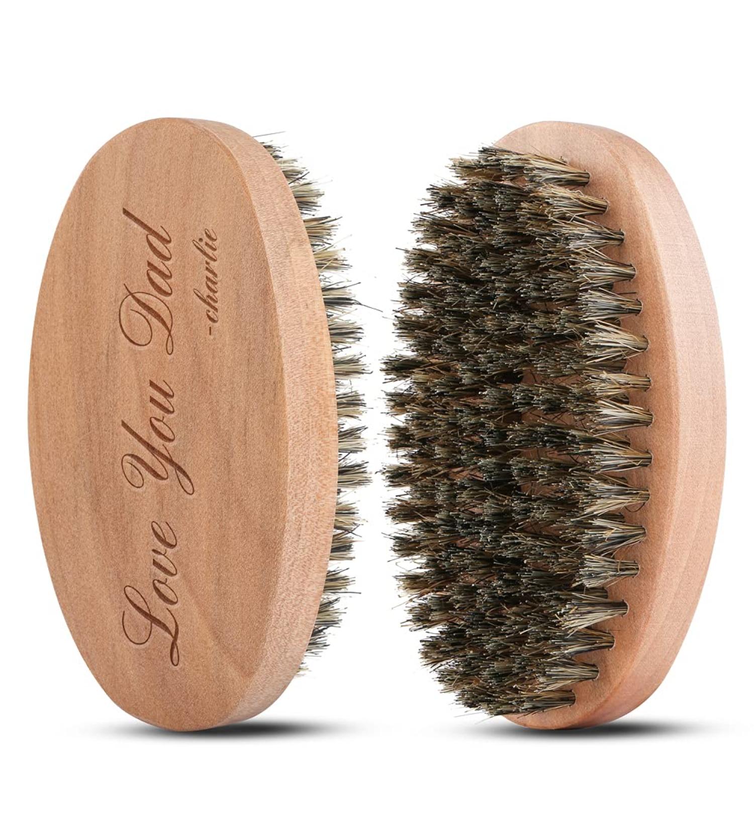 Personalized Beard Brush for Men | Pure Boar Bristle Pocket Brush - Perfect Gift for Husband Dad & Grandfather - Buy Online on GoSupps.com