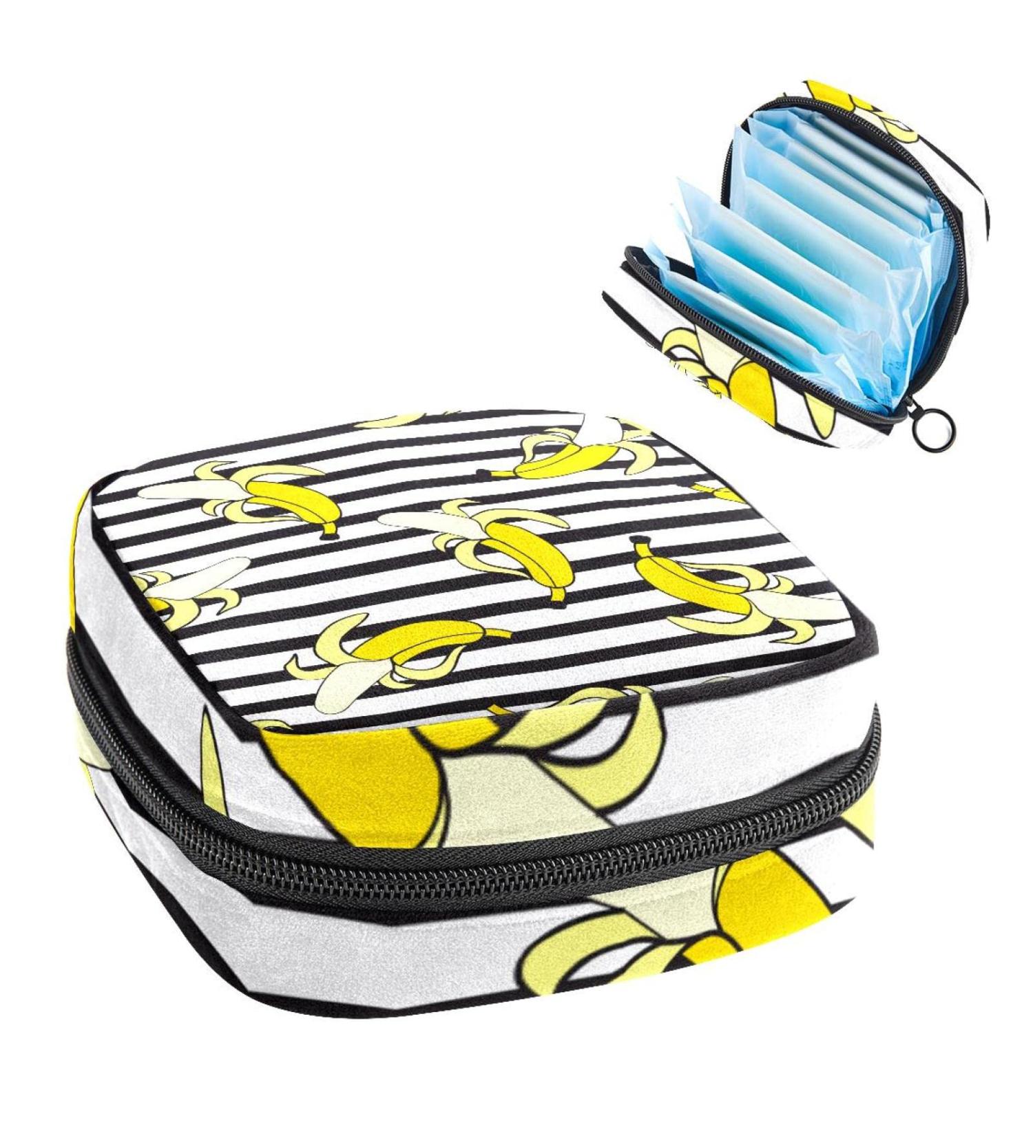Anna Cowper Bananas Stripes Sanitary Napkin Storage Bag - Menstrual Cup Pouch Multifunctional Period Bag for Women/Girls - 1Pc Multi-colored - Buy Online on GoSupps.com