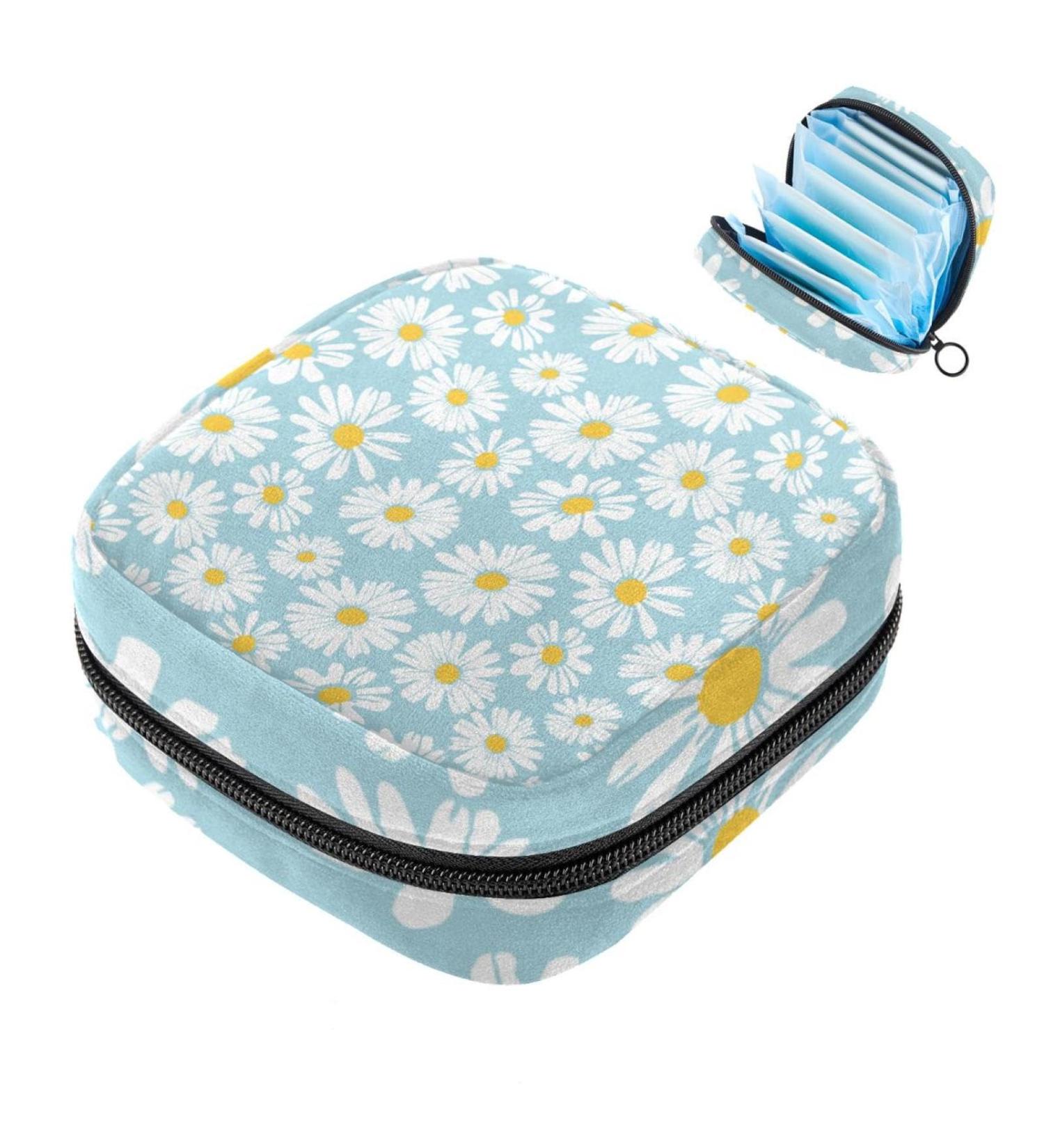 Women's Daisy Flower Pattern Binding Storage Bags - Portable Menstrual Sheet Pocket & Tampon Holder | Multicolored Options for School & Office - Buy Online on GoSupps.com