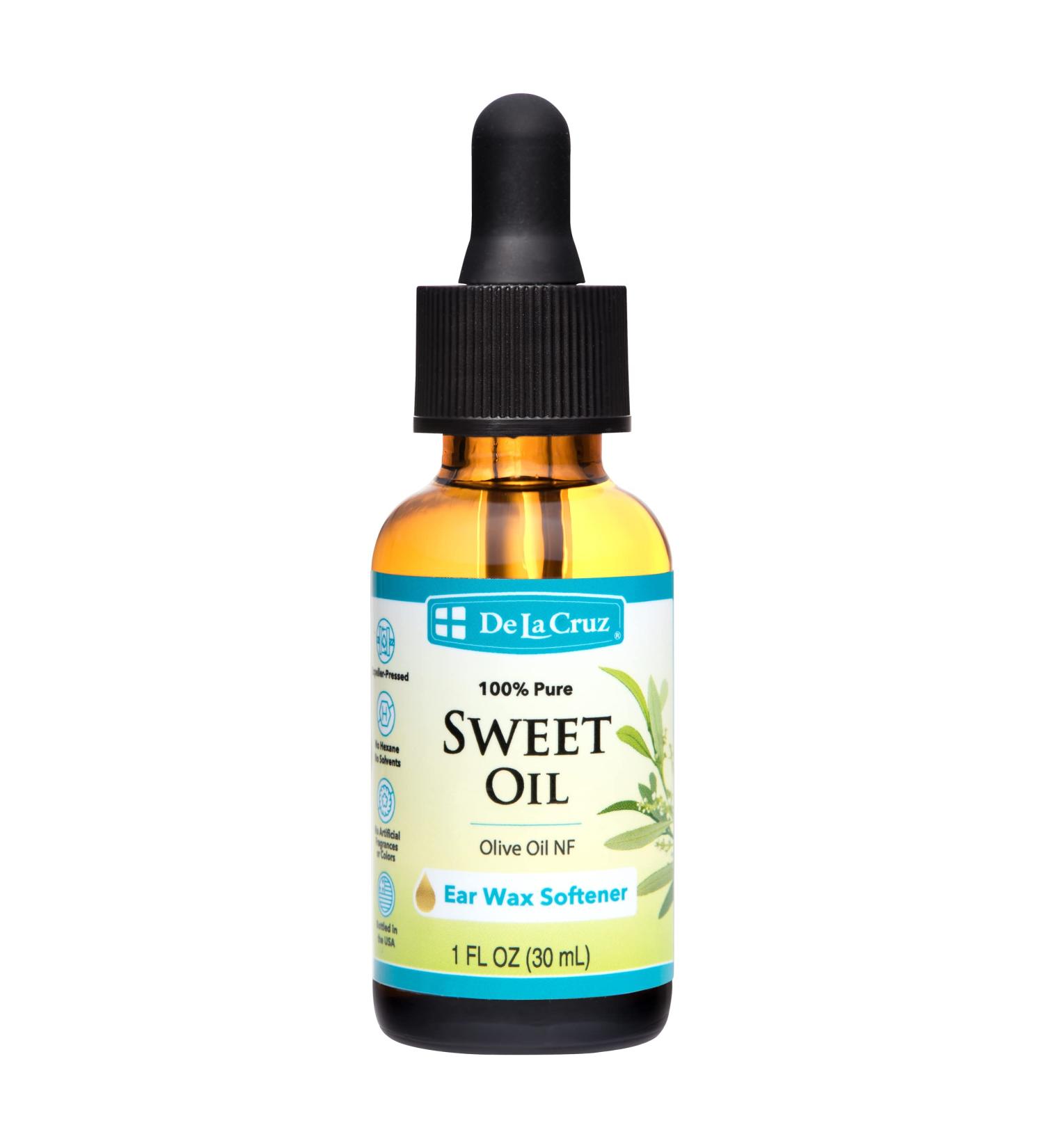 De La Cruz 100% Pure Sweet Oil for Ears - Natural Ear Wax Softener - 1 Fl OZ - Buy Online on GoSupps.com