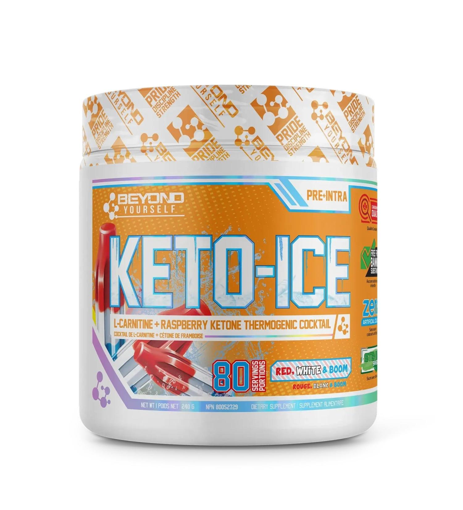 Beyond Yourself - Keto-Ice | Stimulant-Free Thermogenic Fat Burner | Advanced Metabolism Booster Energy Enhancer & Weight Management | Formulated with L-Carnitine & Raspberry Ketone | Red White and Boom - Buy Online on GoSupps.com