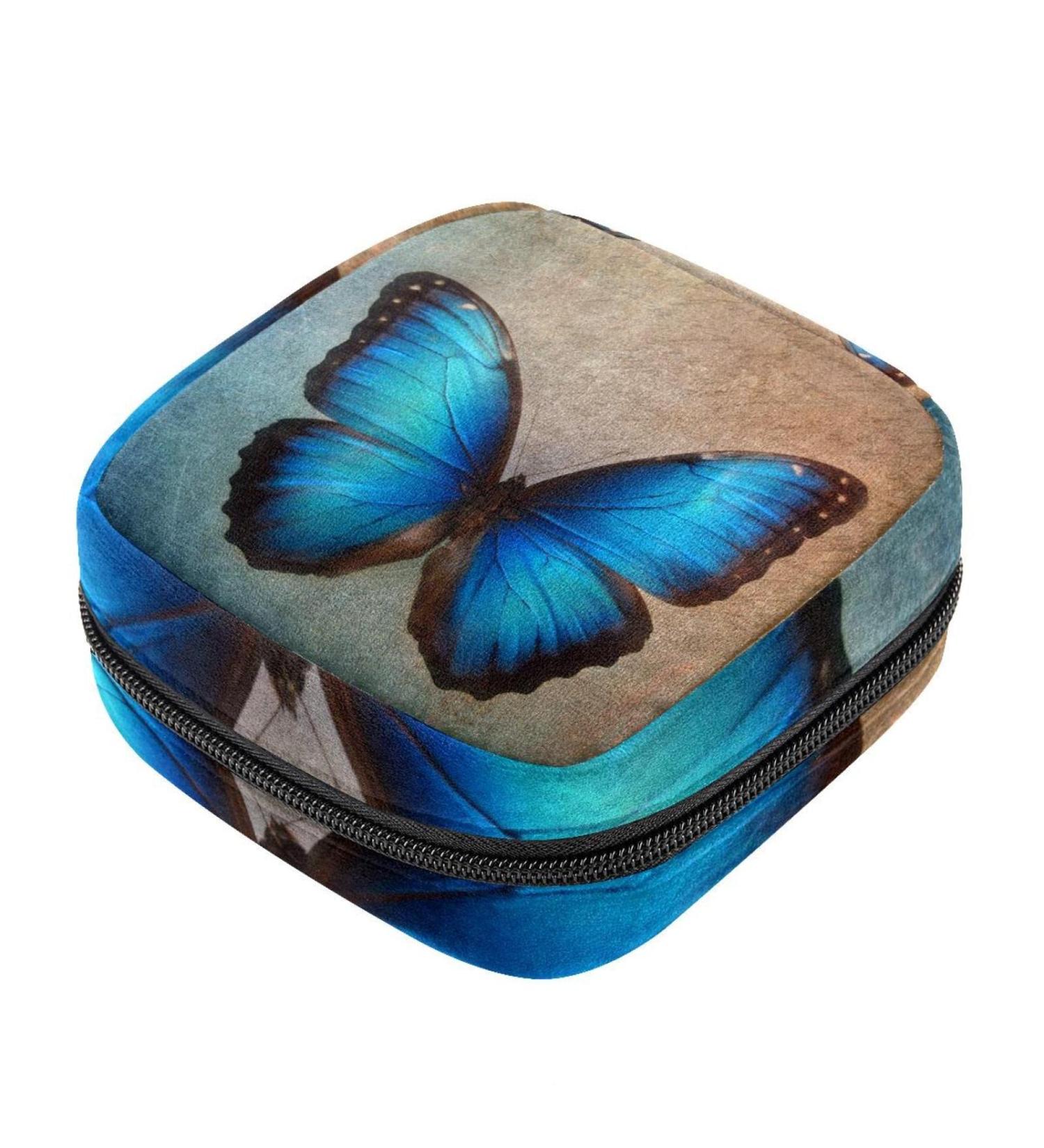 Vintage Butterfly Pattern Napkin Storage Bag - Portable Menstrual Pad Zipper Bag for Teens & Women - Buy Online on GoSupps.com