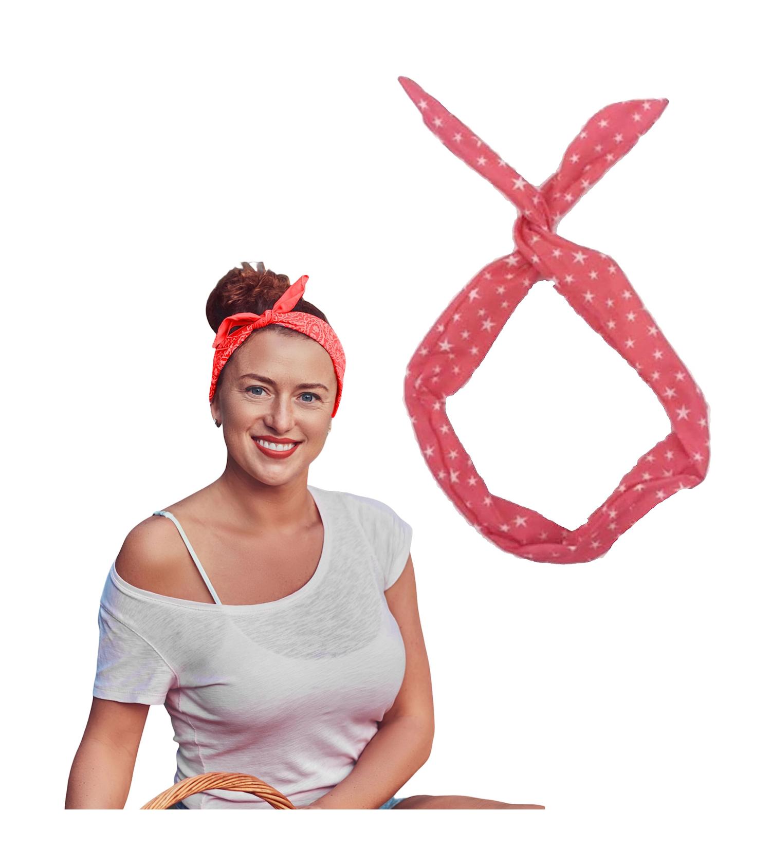 Lizzy Wired Hair Headband | Retro Rockabilly Adjustable Plain & Printed Wire Headbands Hair Accessory Head Wrap Vintage Various Colour & Designs