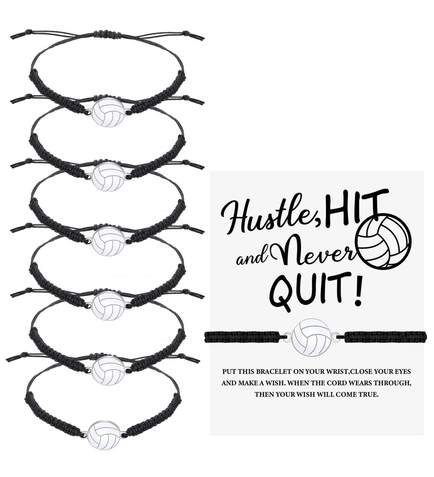 Hicarer Volleyball Charm Bracelet Set - 12 Pieces | Adjustable Woven Jewelry for Female Team Players | Softball Charm Bracelets with Braided Rope | Teens' Sports Fashion - Buy Online on GoSupps.com