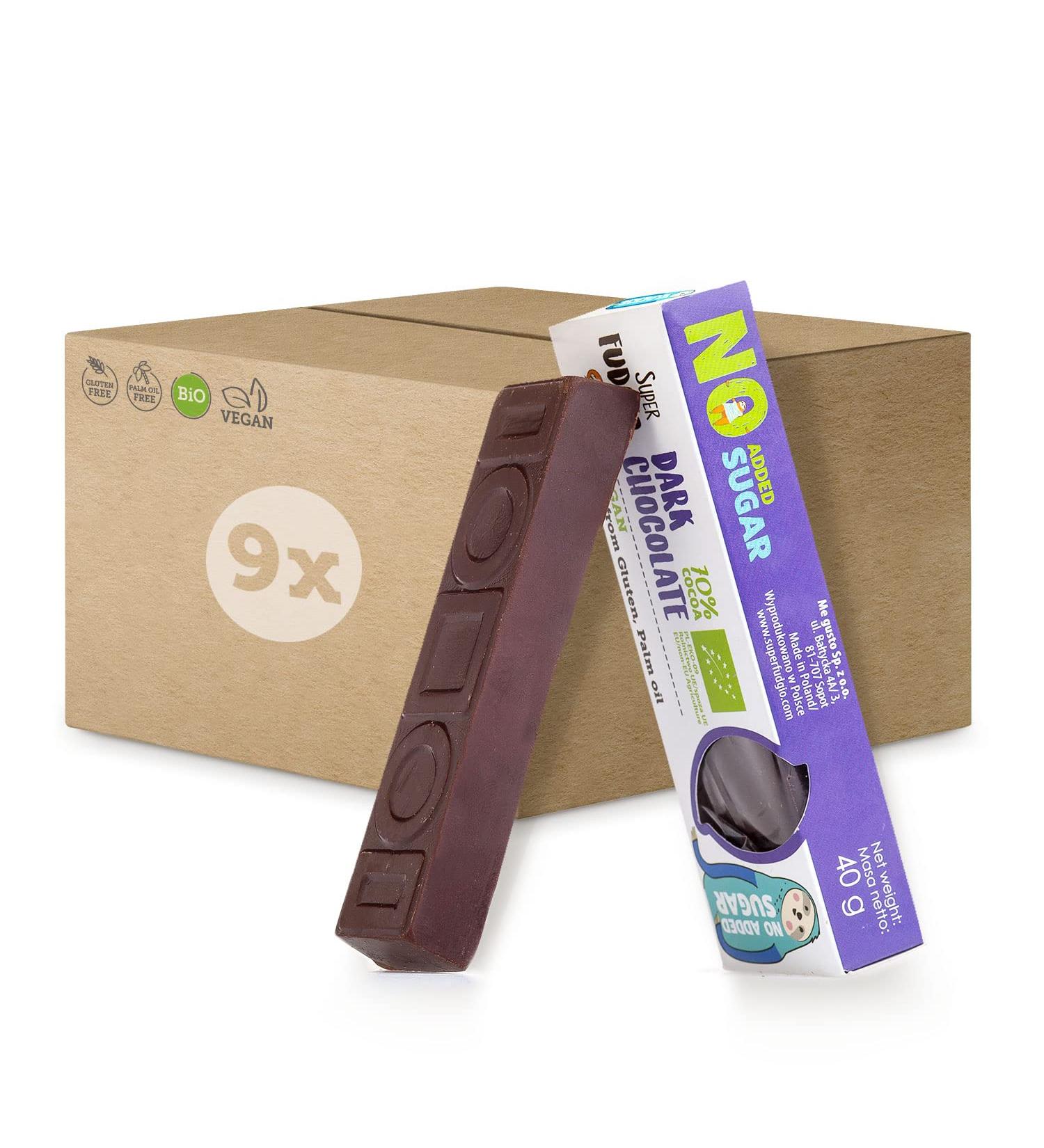  SUPER FUDGiO SUPER FUDGiO 9 x Sugar Free Organic Chocolate Bars Gluten Free Sugar Free Chocolate Snack Bitter Chocolate - Buy Online on GoSupps.com