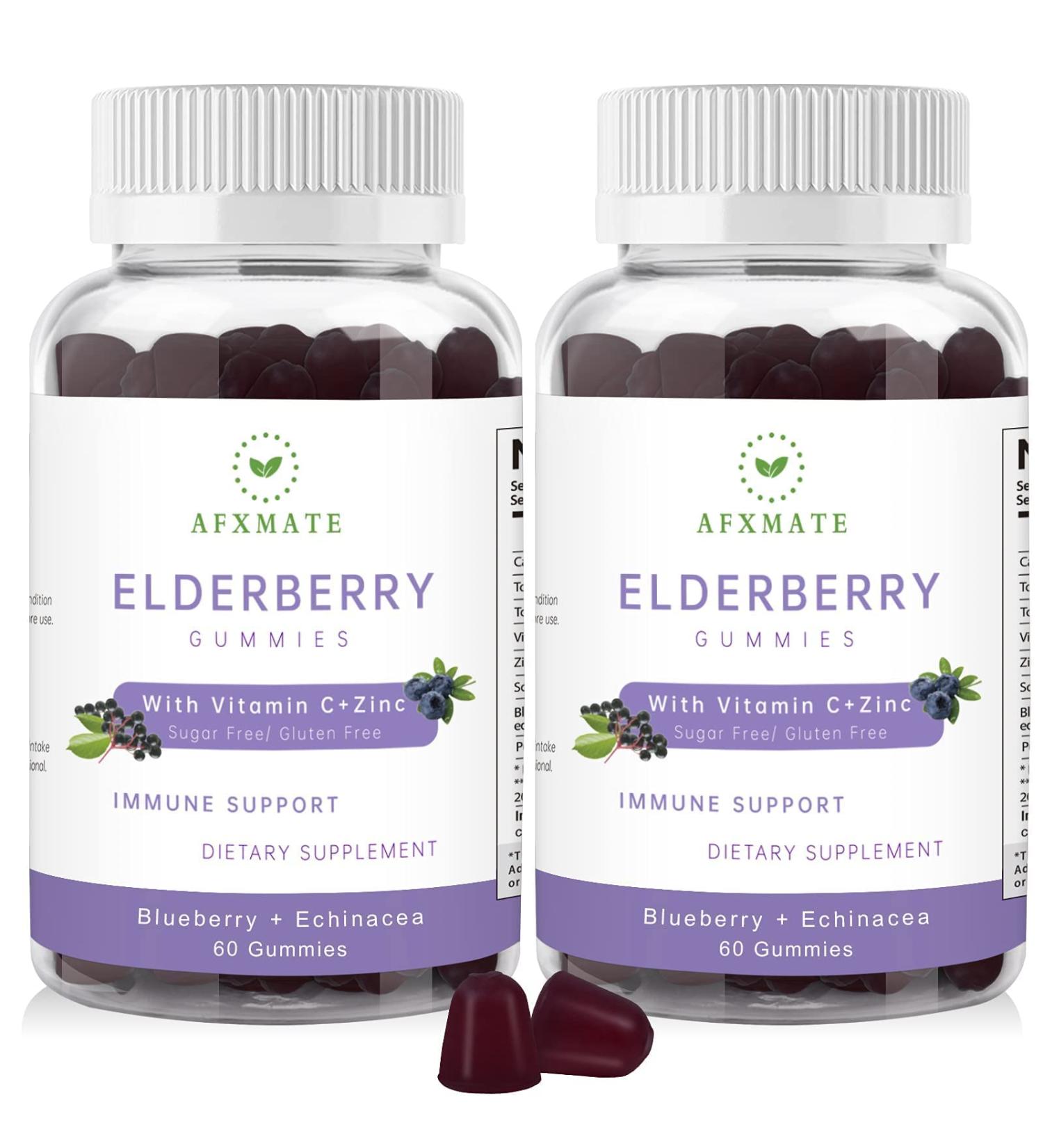 AFXMATE Sambucus Elderberry Gummies with Zinc & Vitamin C - 120 Gummies (2 Pack) | Immune Support Supplement for Adults & Kids - Buy Online on GoSupps.com