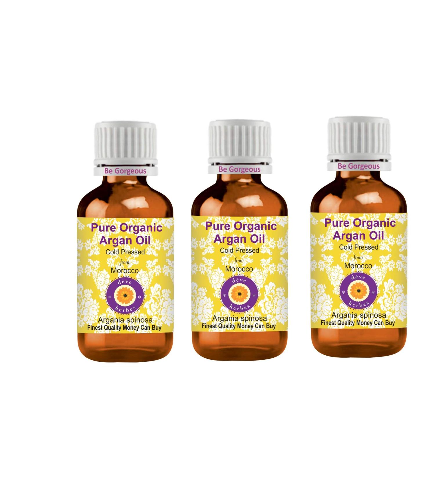 d ve herbes Pure Organic Argan Oil (Morrocan) (Argania spinosa) Cold Pressed (Pack of Three) 100ml X 3 (10 oz) - Buy Online on GoSupps.com