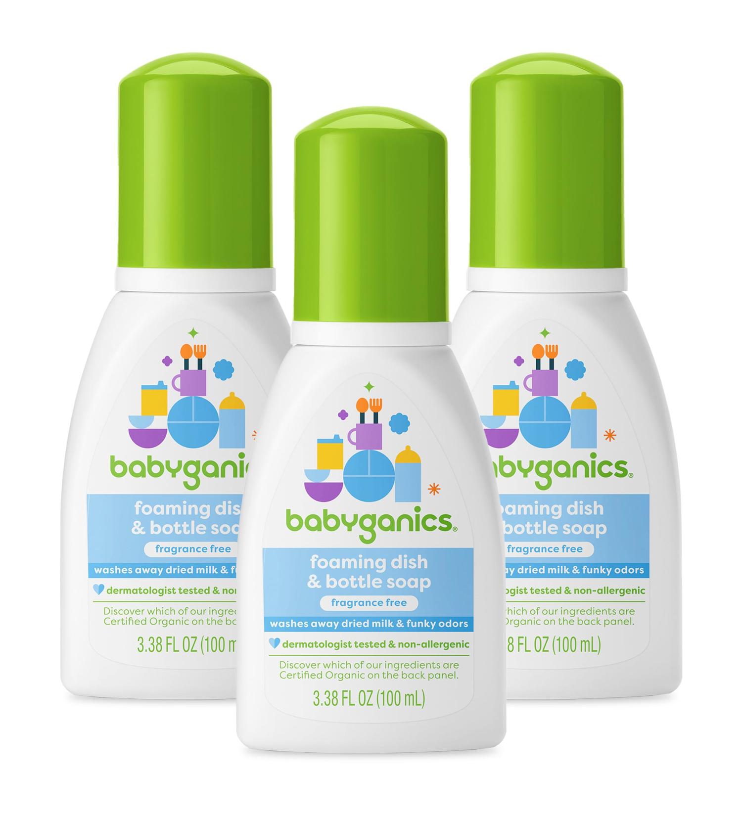 Buy Babyganics Foaming Dish & Bottle Soap Fragrance Free Plant-Derived Travel Size (3.38 Fl Oz Pack of 3) Ships Internationally - Buy Online on GoSupps.com