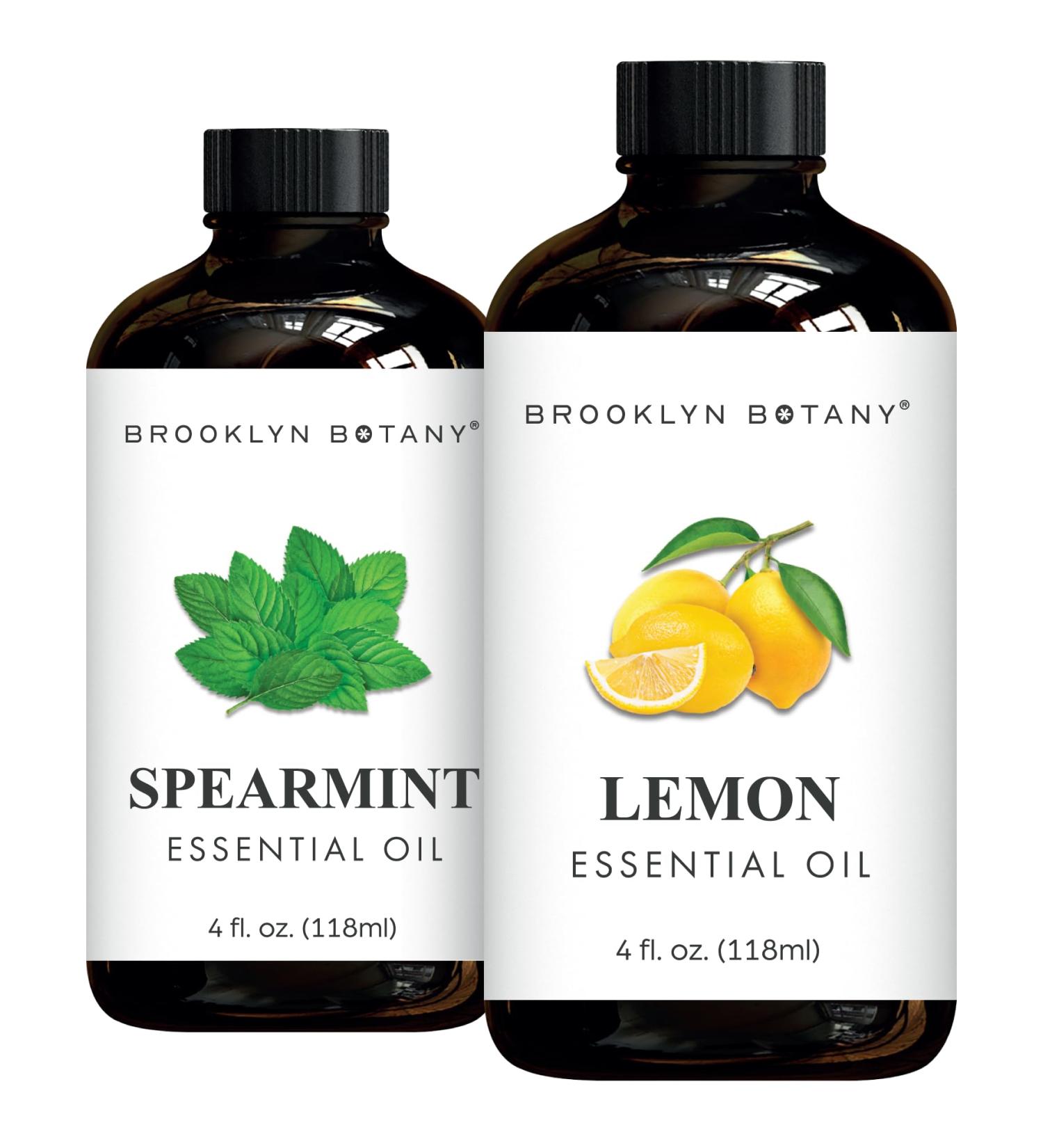 Brooklyn Botany Spearmint & Lemon Essential Oils 4 Fl Oz (Pack of 2) 100% Pure & Natural Invigorating & Energizing Aromatherapy Blend - Buy Online on GoSupps.com