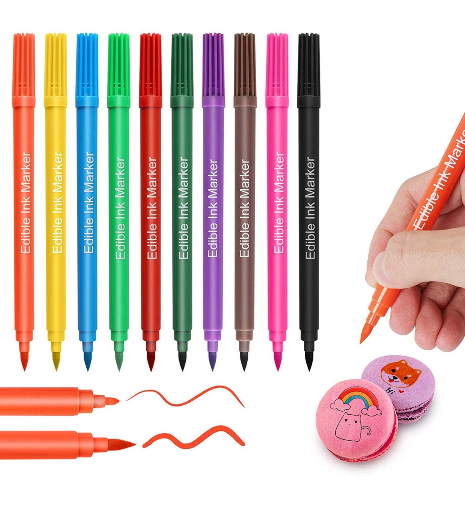 Food Coloring Markers EASTHUA 10 Colors Double Sided Edible Pigment Pen with Fine & Thick Tip Edible Gourmet Writer Food Grade Decorator Pens for Decorating Cookies Cakes Fondant Desserts Easter Eggs Writing - Buy Online on GoSupps.com