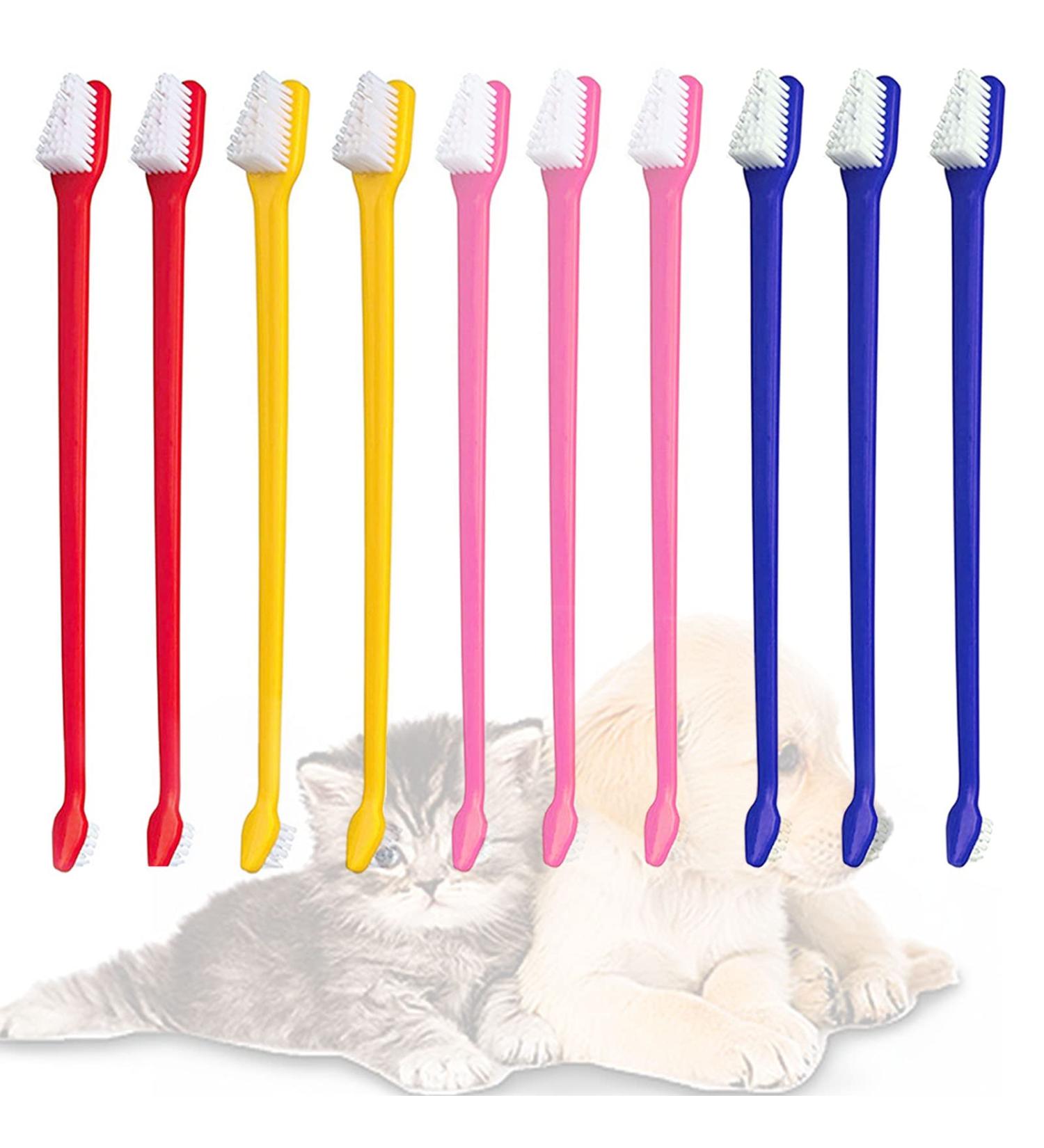 10pcs Dog Toothbrush DKDDSSS Long Handle Double Head Dog Toothbrushes Cat Teeth Cleaning Toothbrush for Pet Dogs Cats Puppy Dental Care Toothbrush - Buy Online on GoSupps.com