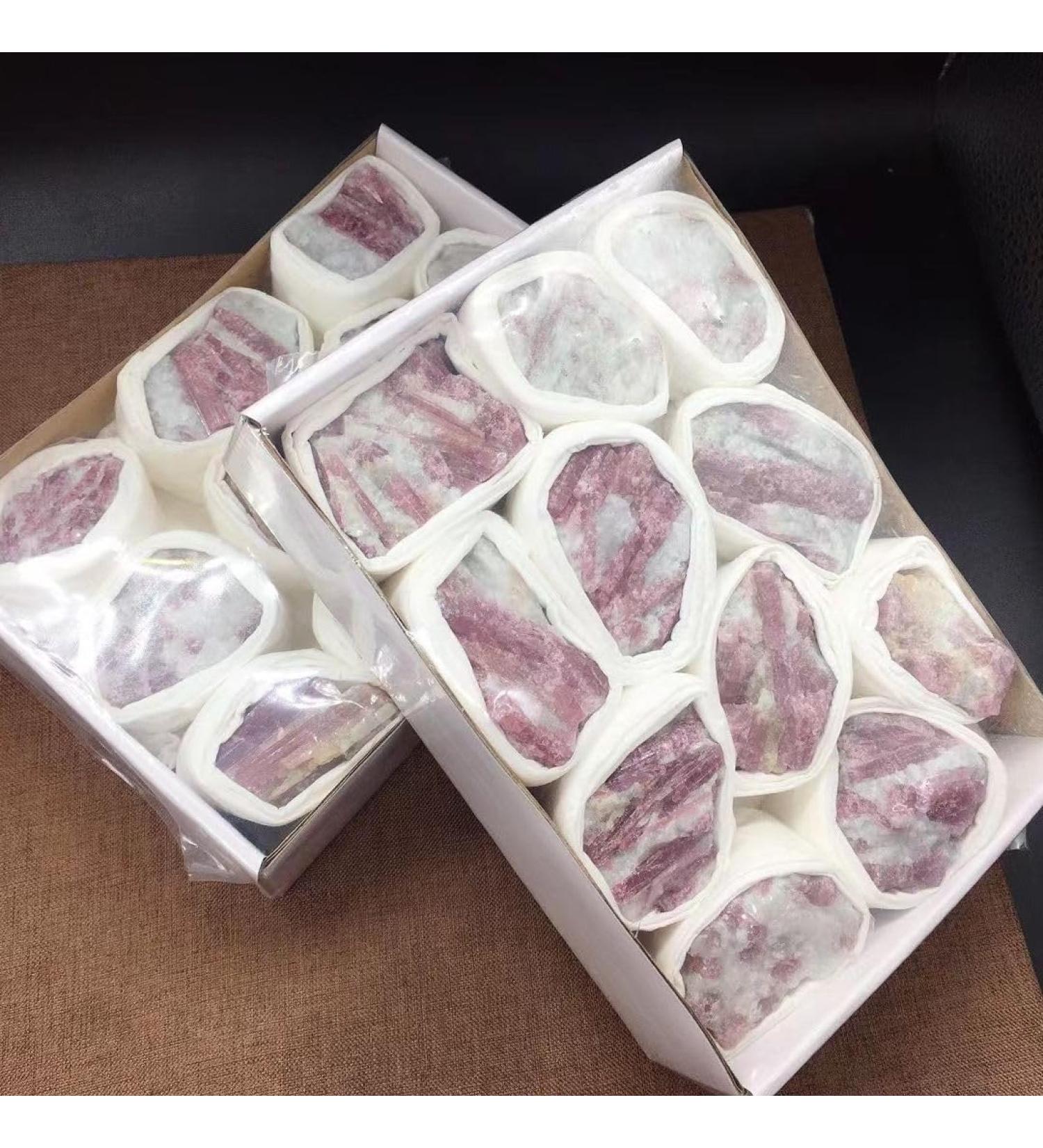 Natural Raw Pink Tourmaline Gemstones Rough Rubellite Crystals and Stones Quartz Set Box Decorations Home Goods - Buy Online on GoSupps.com