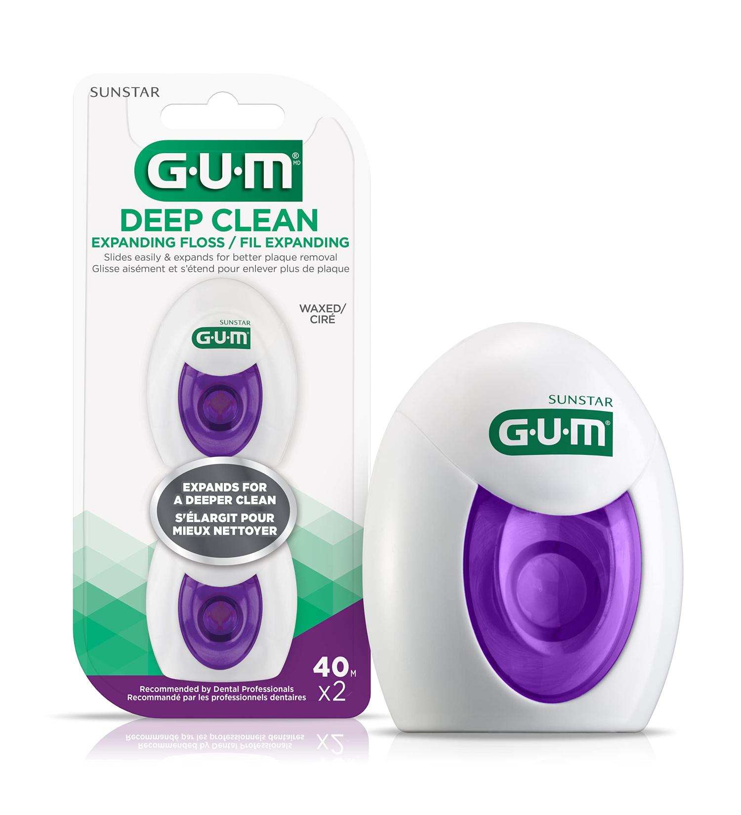 GUM Deep Clean Expanding Dental Floss 2x40M 40.00 m (Pack of 2) Expanding Floss - Buy Online on GoSupps.com