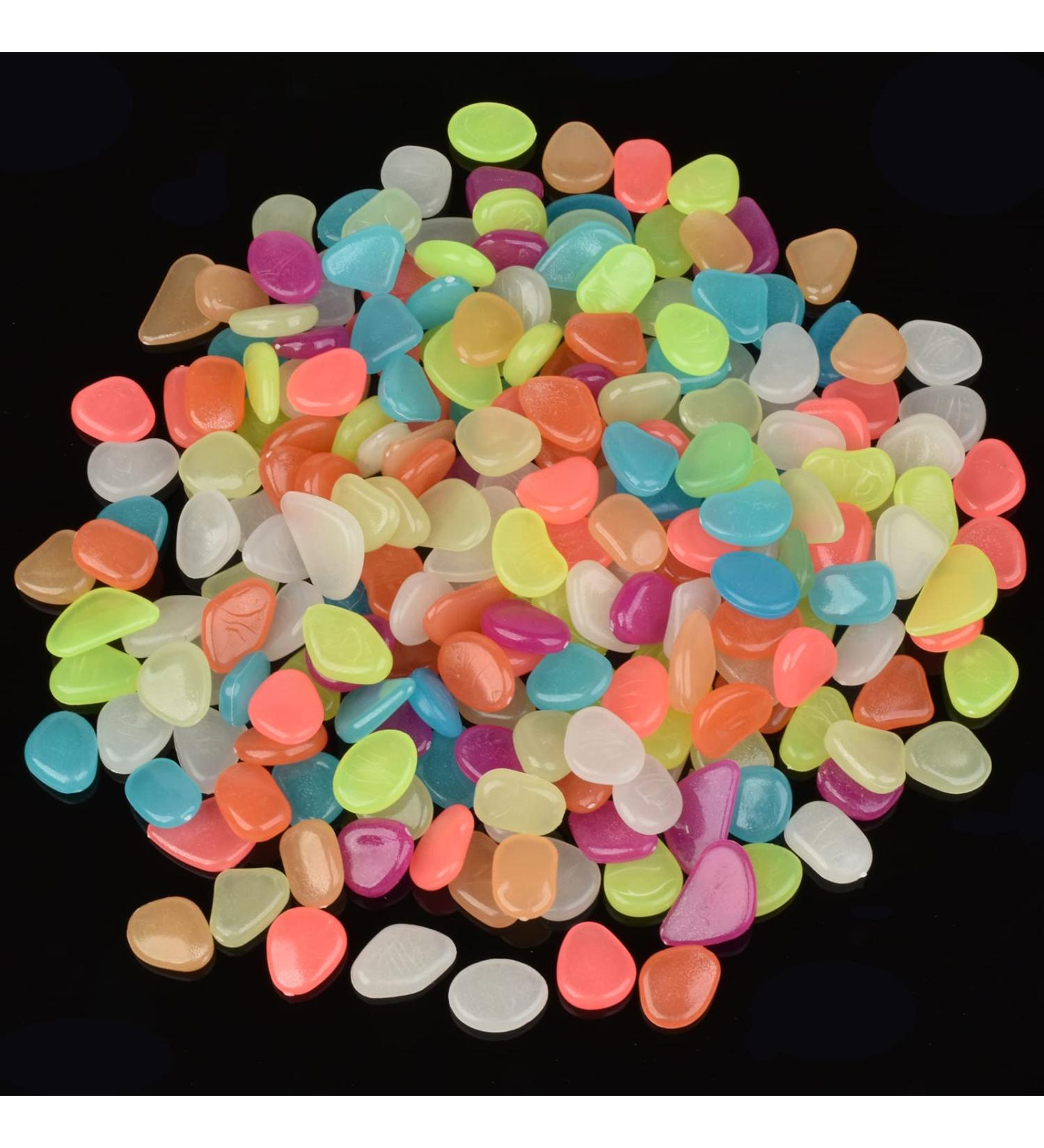 220 Multi-Colored Fluorescent Stones for Garden & Aquarium | Bright Glowing Decorative Stones for Pathways Flower Beds and More - Buy Online on GoSupps.com