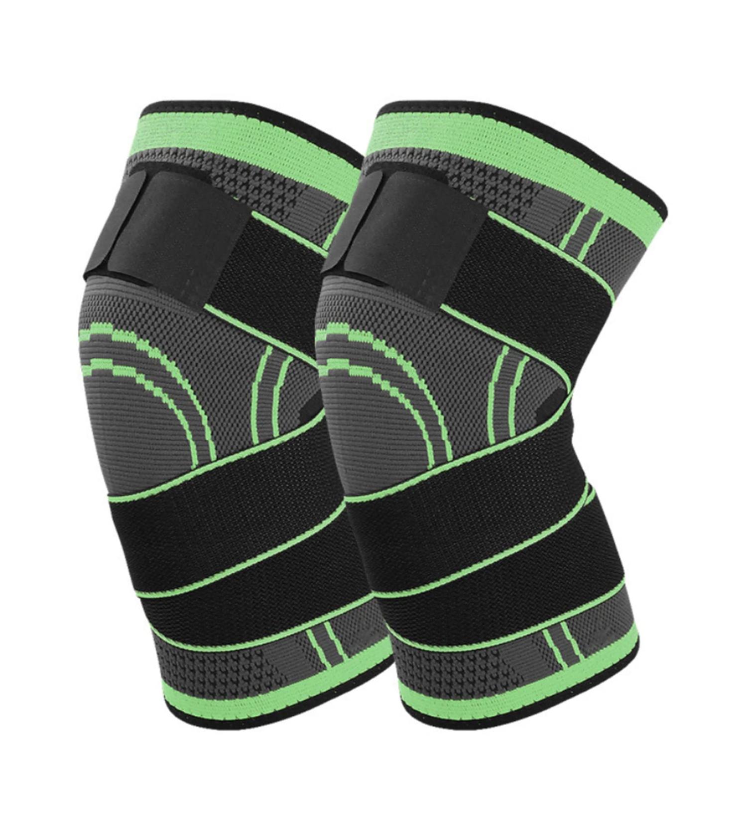 Knee Support 2-Pack | Adjustable Strap for Men & Women | Pain Relief for Arthritis Meniscal Tear Inflammation | XL Green | Ideal for Running Climbing & Weights - Buy Online on GoSupps.com