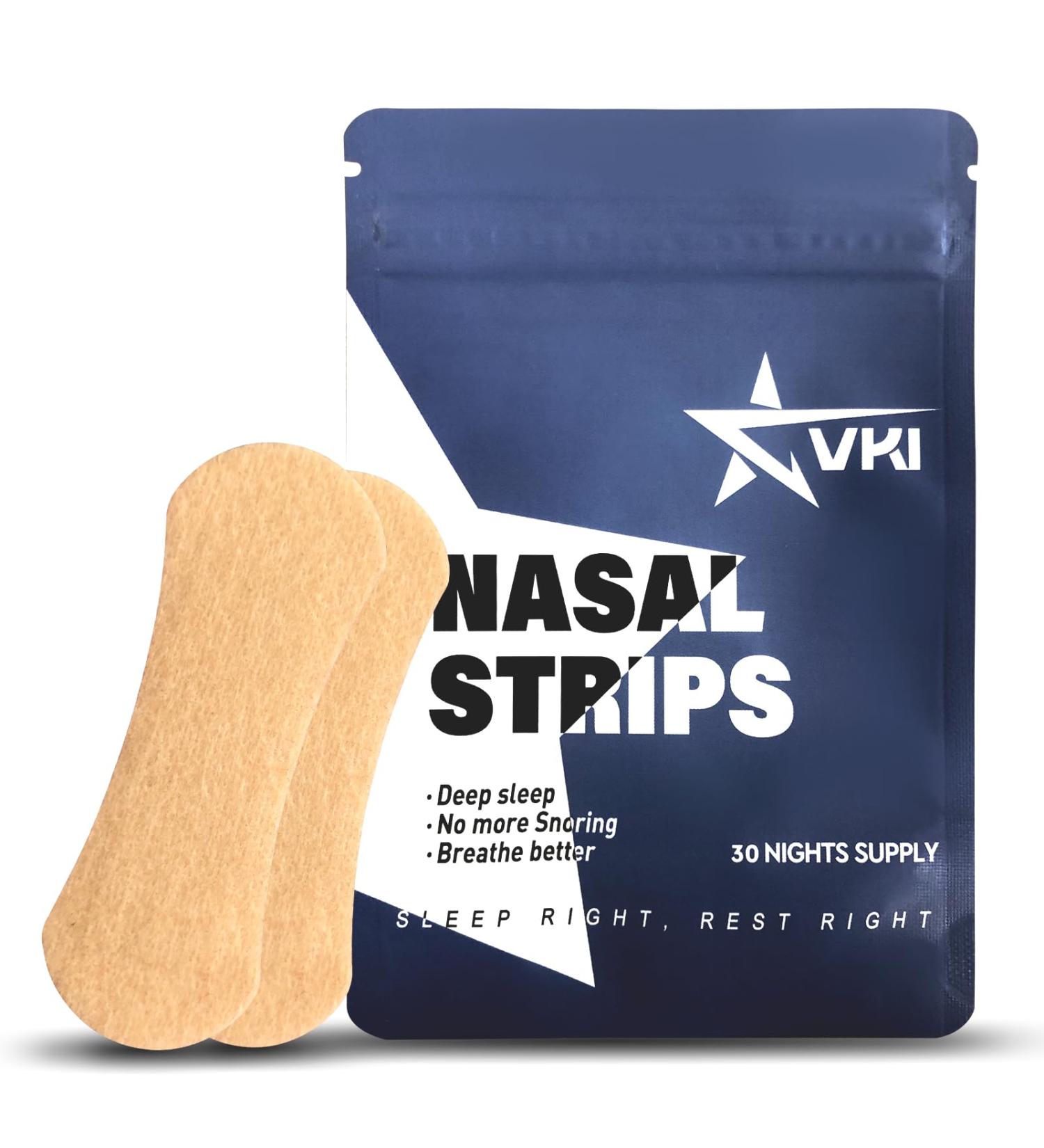 VKI Nasal Strips - Extra Strength Congestion Relief Strips (30 Ct) | Non-Invasive Anti-Snoring Solution for Better Sleep - Ships Worldwide - Buy Online on GoSupps.com